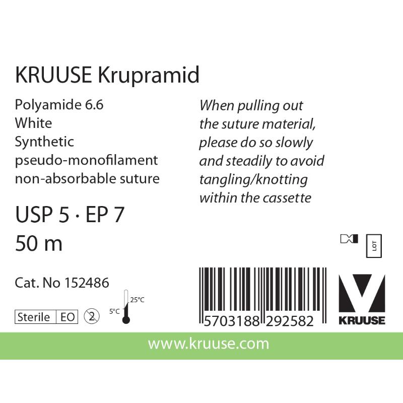 KRUUSE Krupramid Suture, USP 5, white, 50 m KRUUSE Krupramid Suture, USP 5, white, 50 m