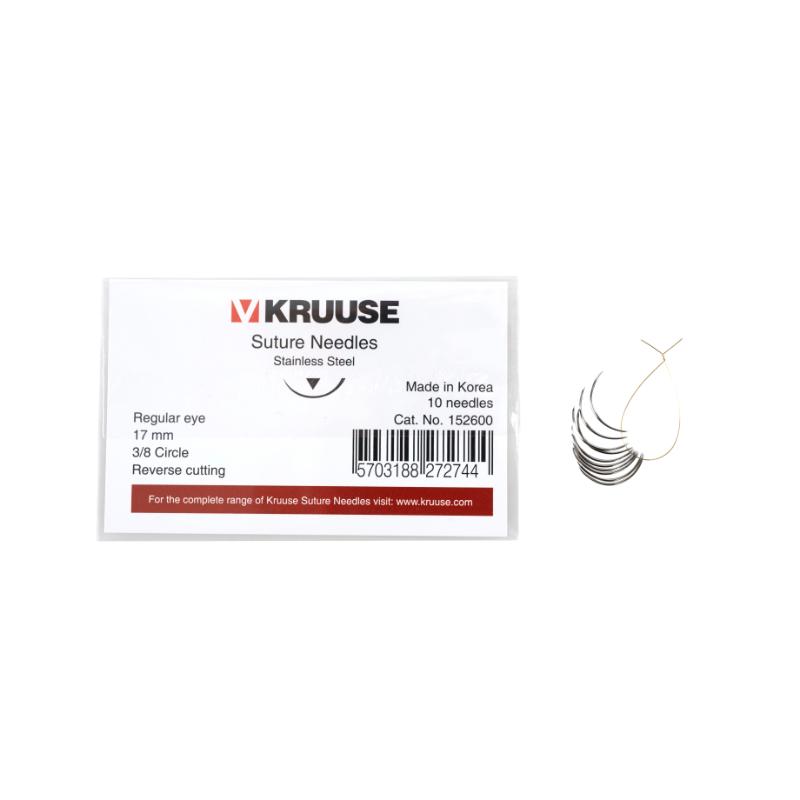 KRUUSE Suture Needle, regular eye, 3/8 circle, reverse cutting, 17 mm, 10/pk KRUUSE Suture Needle, regular eye, 3/8 circle, reverse cutting, 17 mm, 10/pk