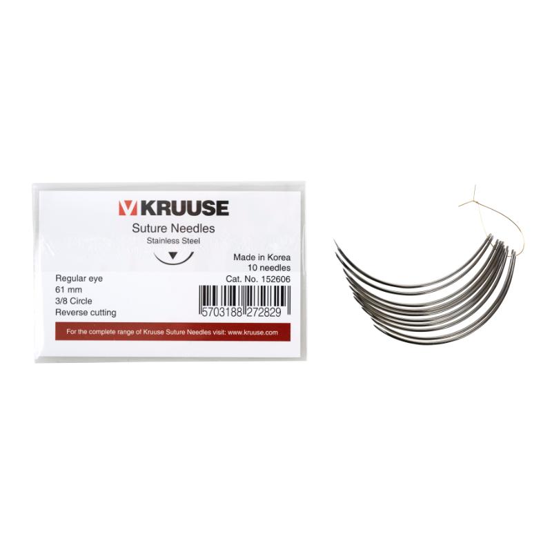 KRUUSE Suture Needle, regular eye, 3/8 circle, reverse cutting, 61 mm, 10/pk KRUUSE Suture Needle, regular eye, 3/8 circle, reverse cutting, 61 mm, 10/pk