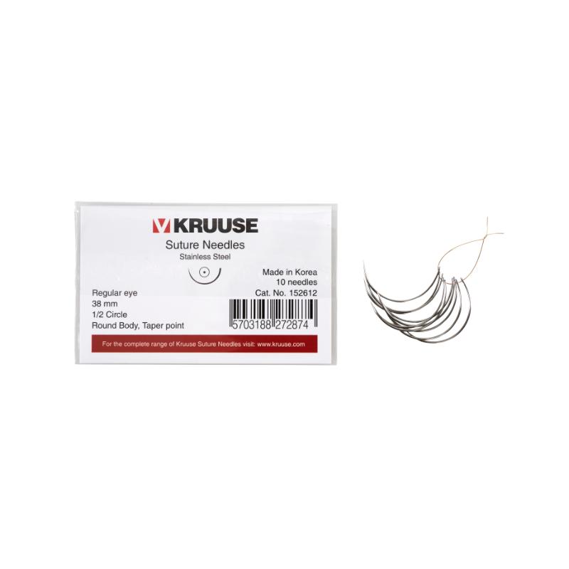 KRUUSE Suture Needle, regular eye, ½ circle, round body, taper point, 38 mm, 10/pk KRUUSE Suture Needle, regular eye, ½ circle, round body, taper point, 38 mm, 10/pk