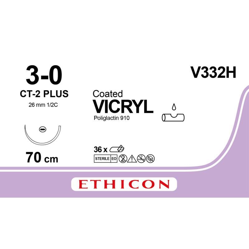 Vicryl Suture USP 3/0, w/needle CT-2, 70 cm, 36/pk
Vicryl Suture USP 3/0, w/needle CT-2, 70 cm, 36/pk