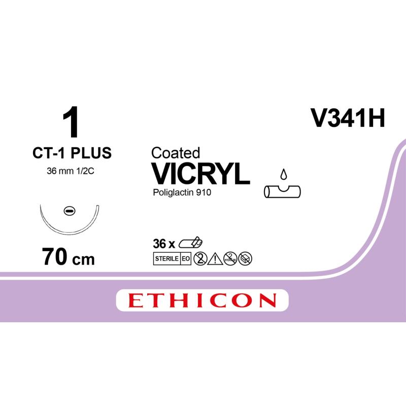 Vicryl Suture USP 1, w/needle CT-1, 70 cm, 36/pk
Vicryl Suture USP 1, w/needle CT-1, 70 cm, 36/pk