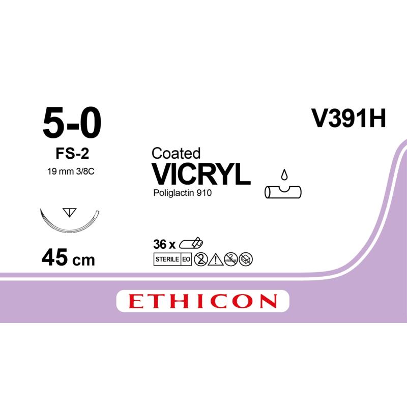 Vicryl Suture USP 5/0, FS-2 needle, 36/pk
Vicryl Suture USP 5/0, FS-2 needle, 36/pk