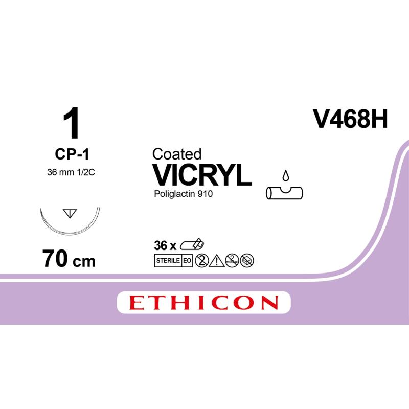 Vicryl Suture 1, w/needle CP-1, 70 cm, 36/pk
Vicryl Suture 1, w/needle CP-1, 70 cm, 36/pk