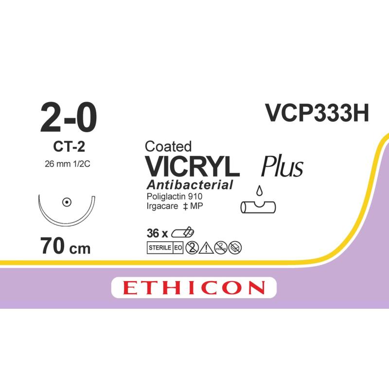 Vicryl Plus, USP 2/0, CT-2 needle, 70 cm, 36/pk
Vicryl Plus, USP 2/0, CT-2 needle, 70 cm, 36/pk