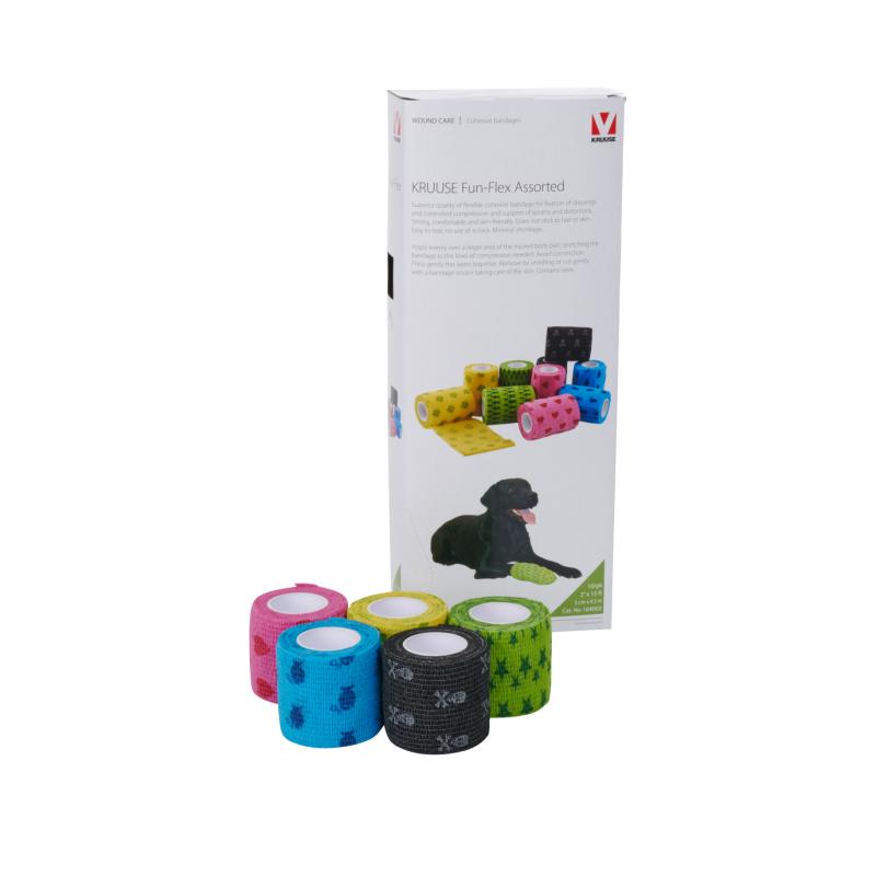 KRUUSE Fun-Flex Pet Bandage, assorted, 5 cm x 4.5 m, 10/pk KRUUSE Fun-Flex Pet Bandage, assorted, 5 cm x 4.5 m, 10/pk