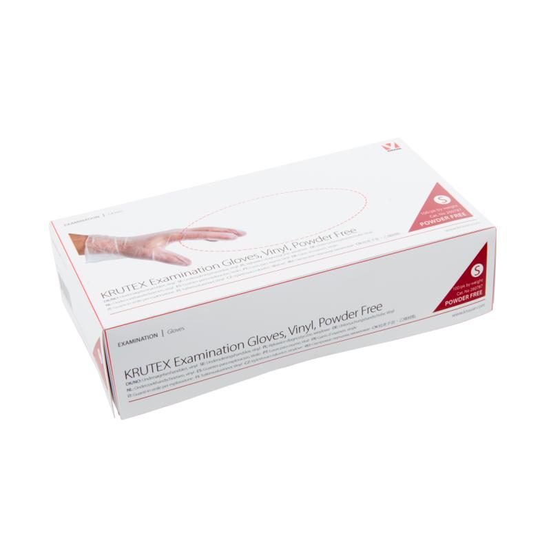 KRUTEX Examination Gloves, vinyl, powder-free, S, 100/pk KRUTEX Examination Gloves, vinyl, powder-free, S, 100/pk