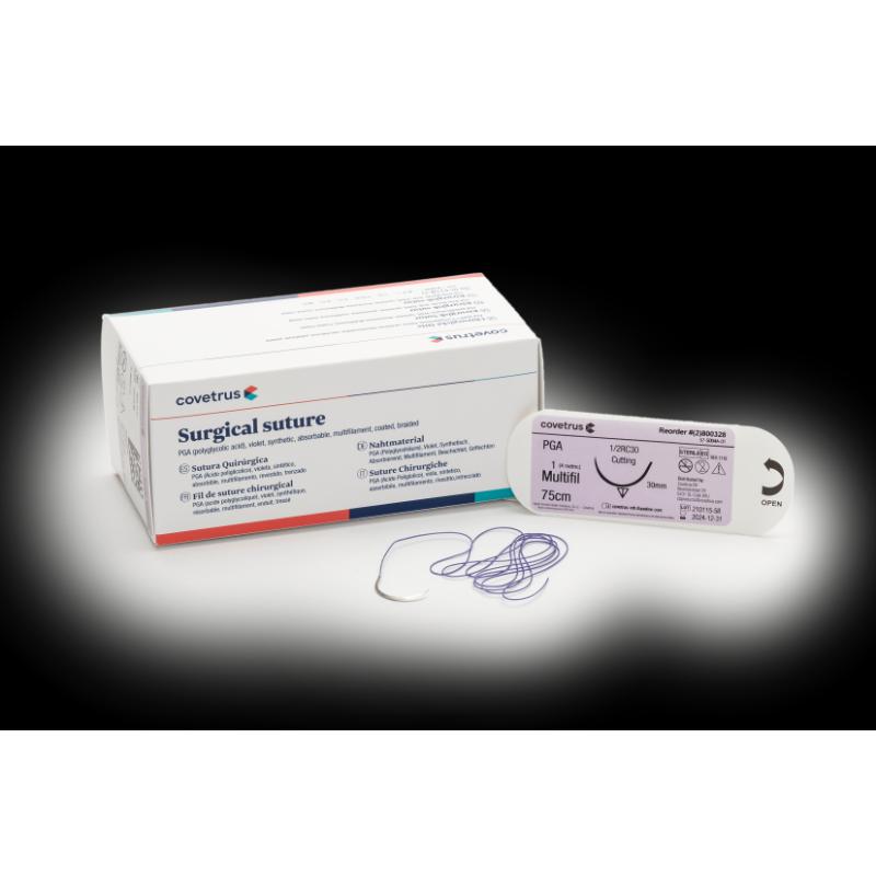 CVET PGA Sutur, 1/2RC30, violet, 4 USP 1, 75 cm, 12 stk. CVET PGA Sutur, 1/2RC30, violet, 4 USP 1, 75 cm, 12 stk.