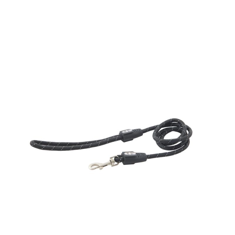 BUSTER Reflective Rope 120 cm Lead, Black, 8mm