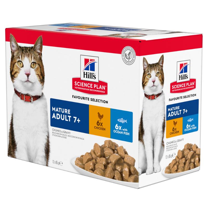 Hill's SP Feline Mature Chicken & Ocean Fish 12x85g portionsposer Hill's SP Feline Mature Chicken & Ocean Fish 12x85g portionsposer