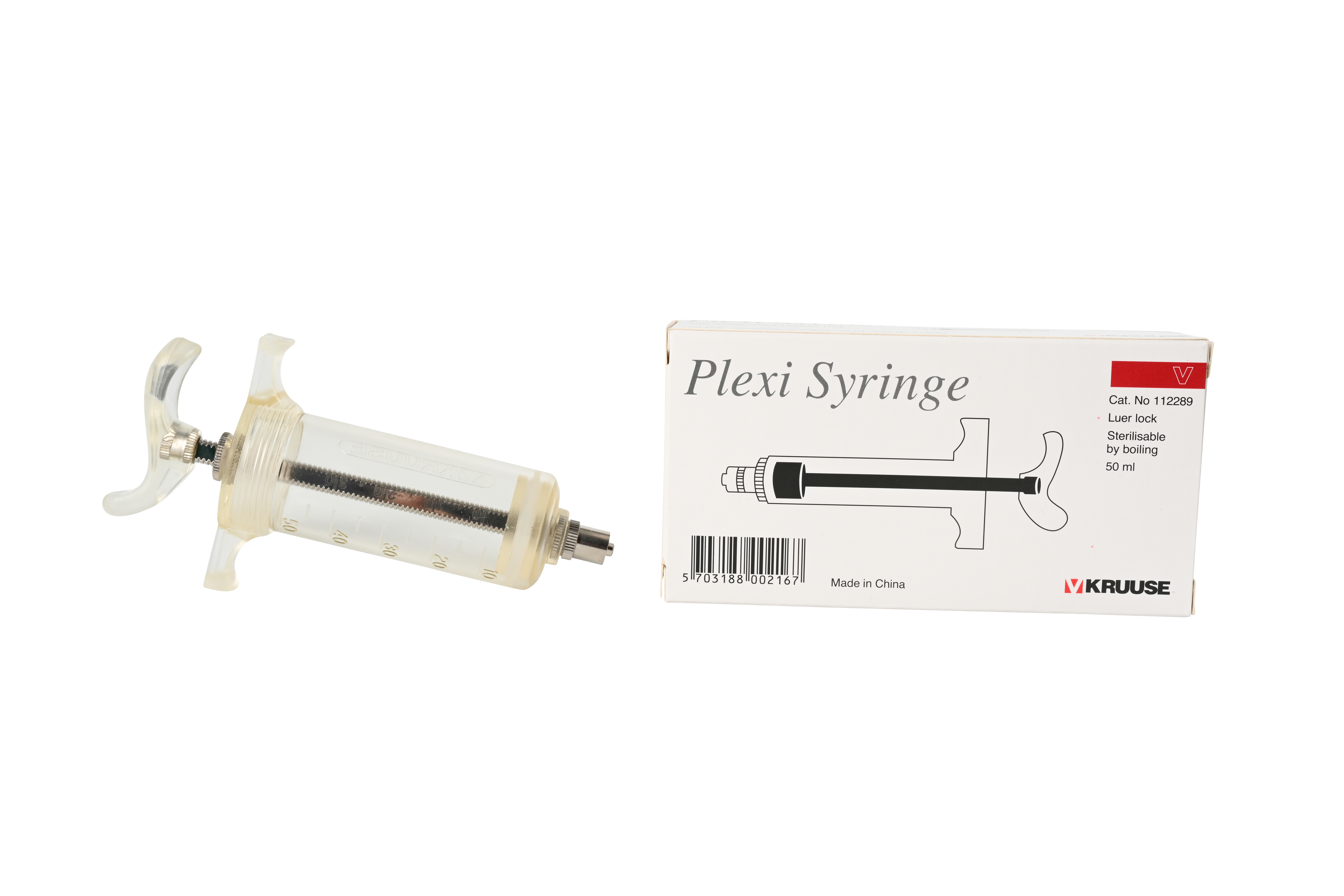 KRUUSE Plexi Syringe, Luer Lock, with graduated piston rod, 50 ml