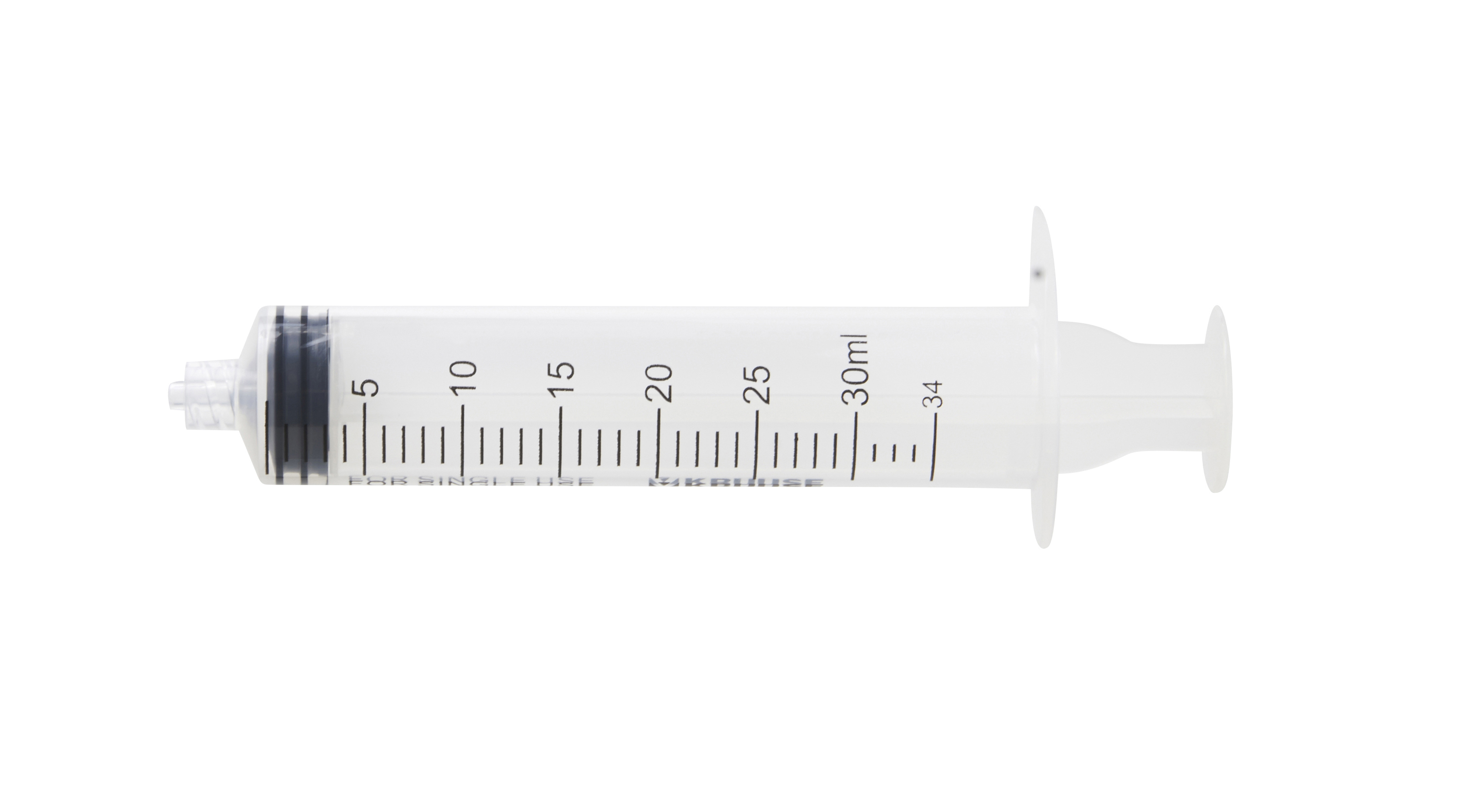 KRUUSE Disposable Syringe, 3-component, luer lock, 30->34 ml, 50/pk