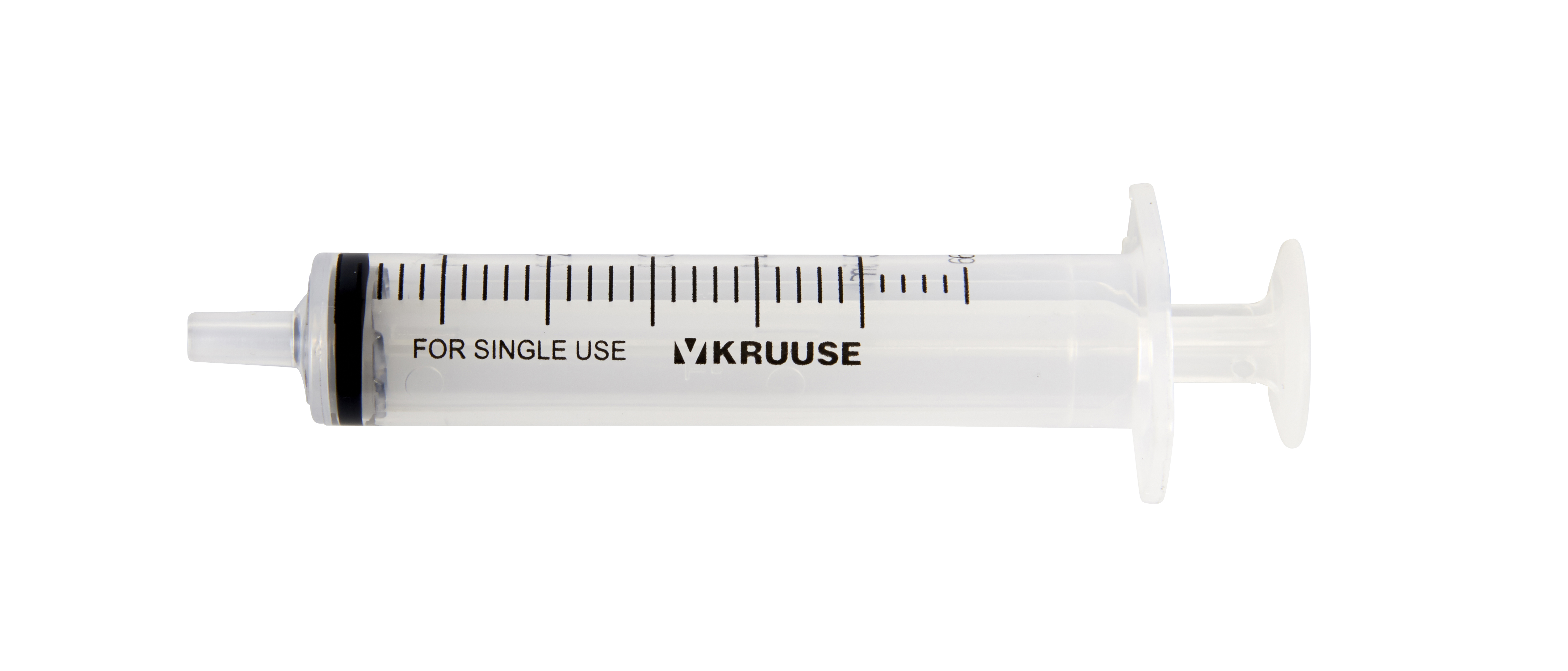 KRUUSE Disposable Syringe with Silicone O-ring, center nozzle 3 comp. 5->6 ml 100/pk