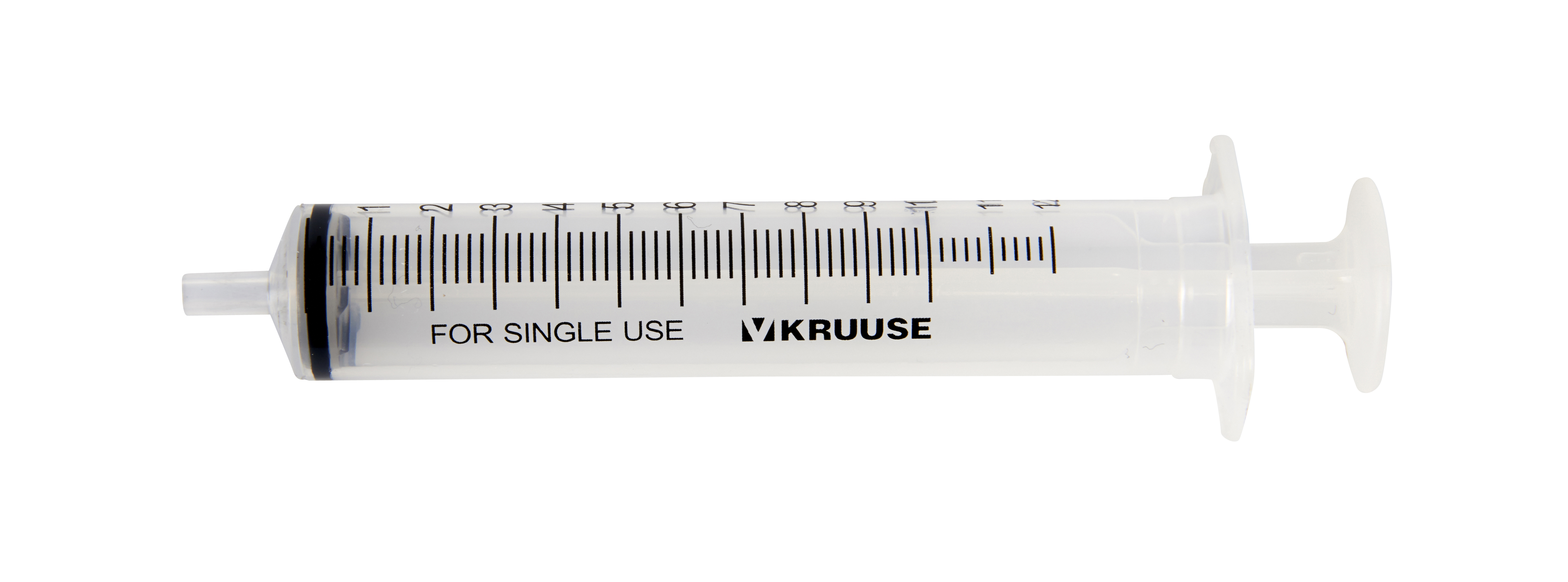 KRUUSE Disposable Syringe with Silicone O-ring, centric, 3 comp. 10->12 ml 100/pk