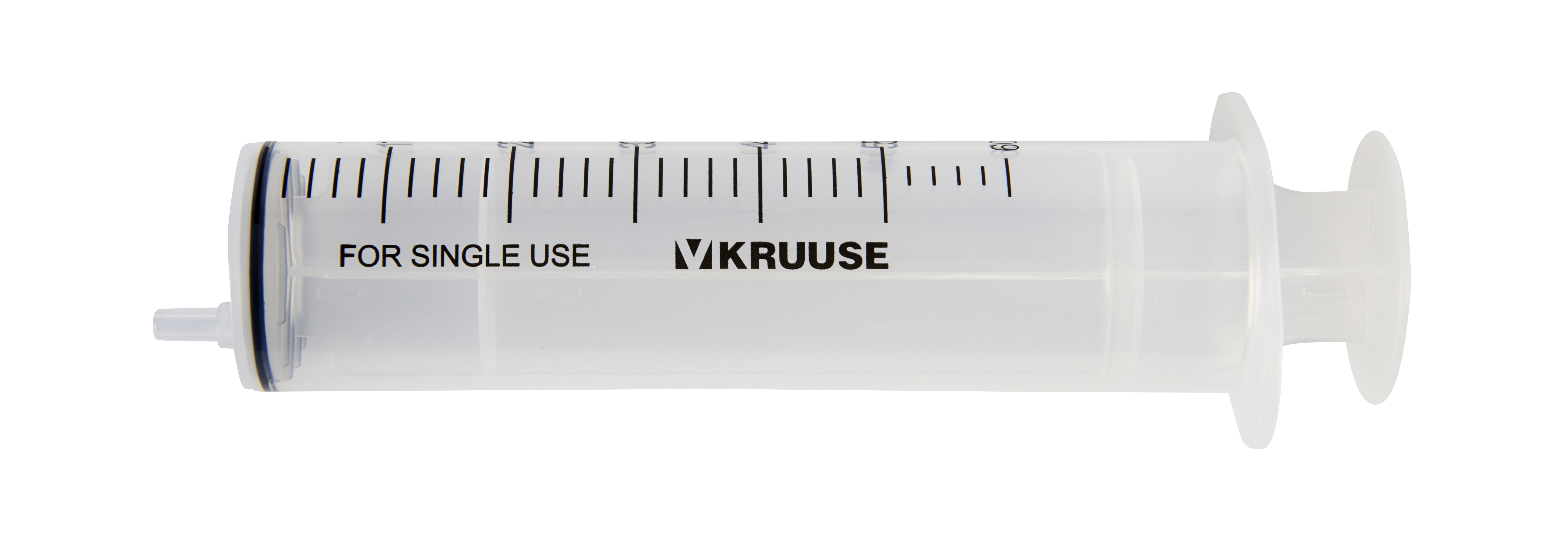 KRUUSE Disposable Syringe With Silicone O-ring, Excentric, 3 comp. 50->60 ml, 50/pk