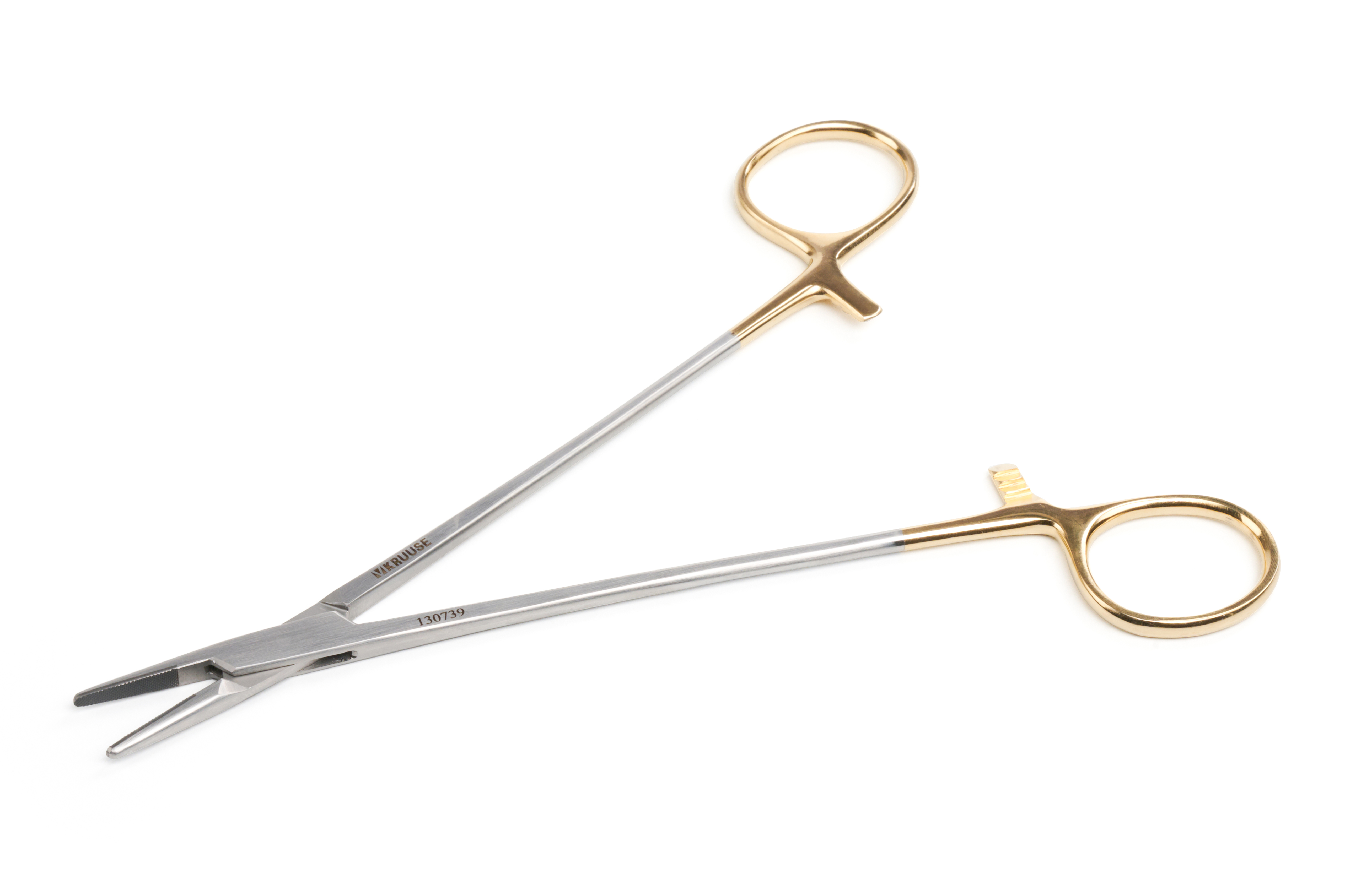 KRUUSE TC Gold Crile-Wood Needle Holder, 18 cm / 7.1