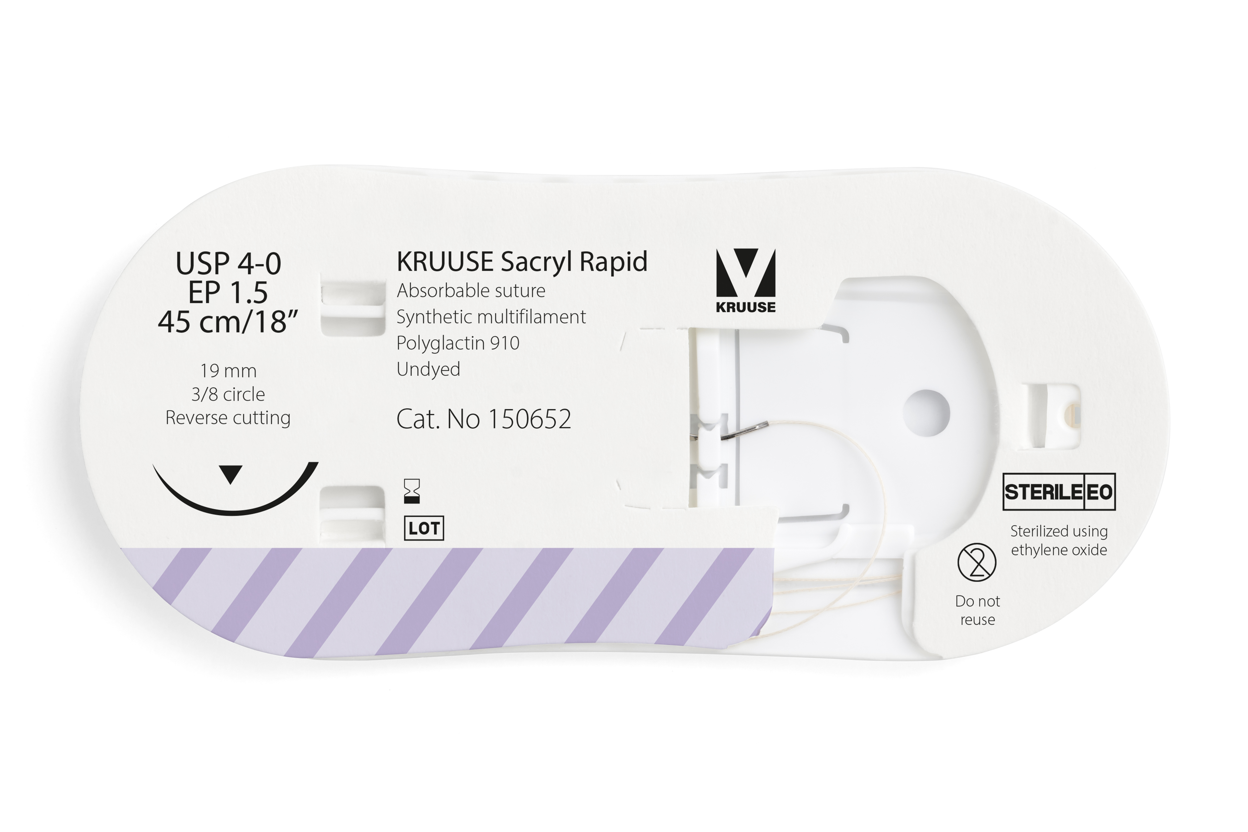 KRUUSE Sacryl Rapid Suture, USP 4-0/EP 1.5, 45 cm/18