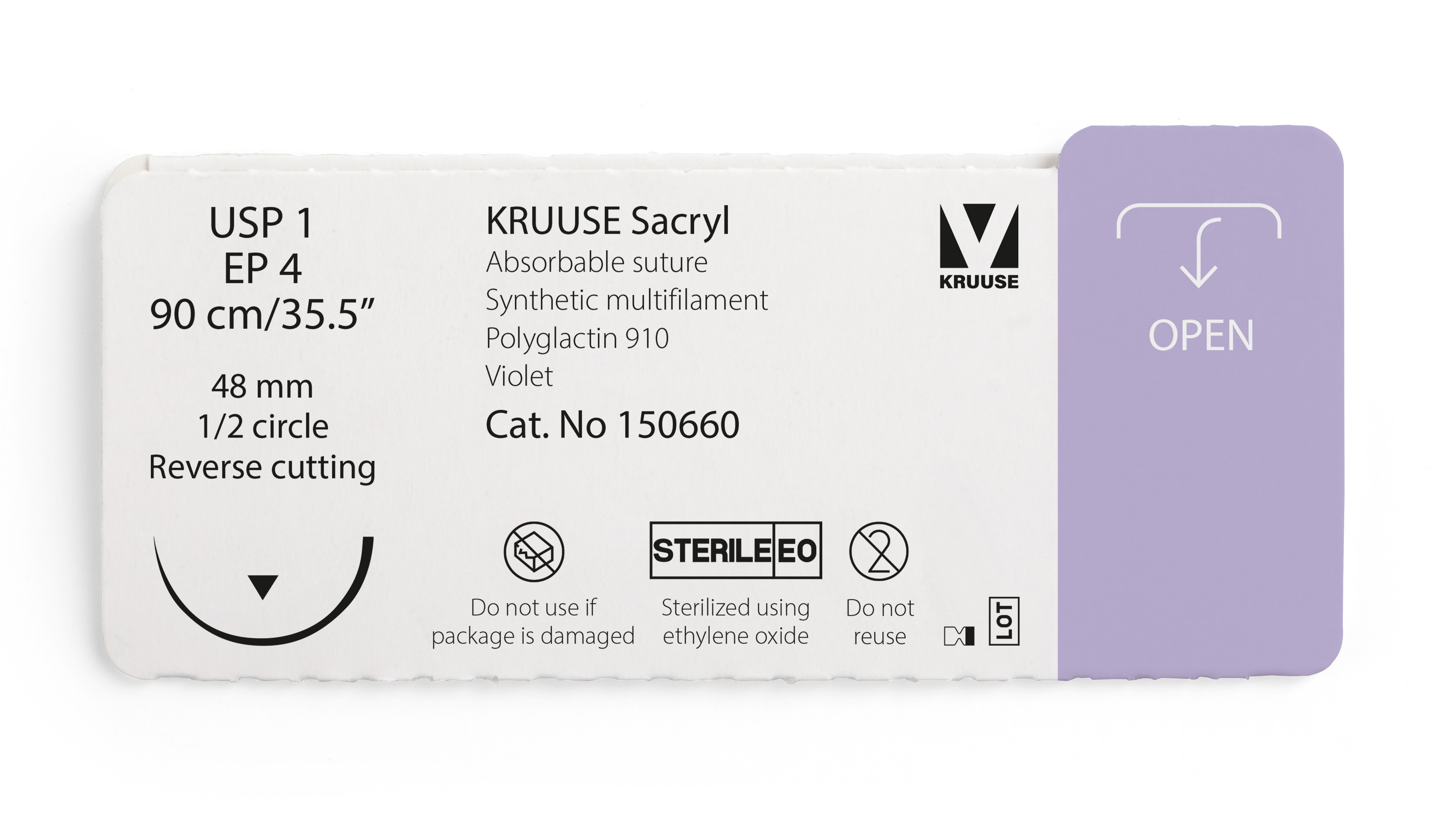 KRUUSE Sacryl Suture, USP 1/EP 4, 90 cm/35.5