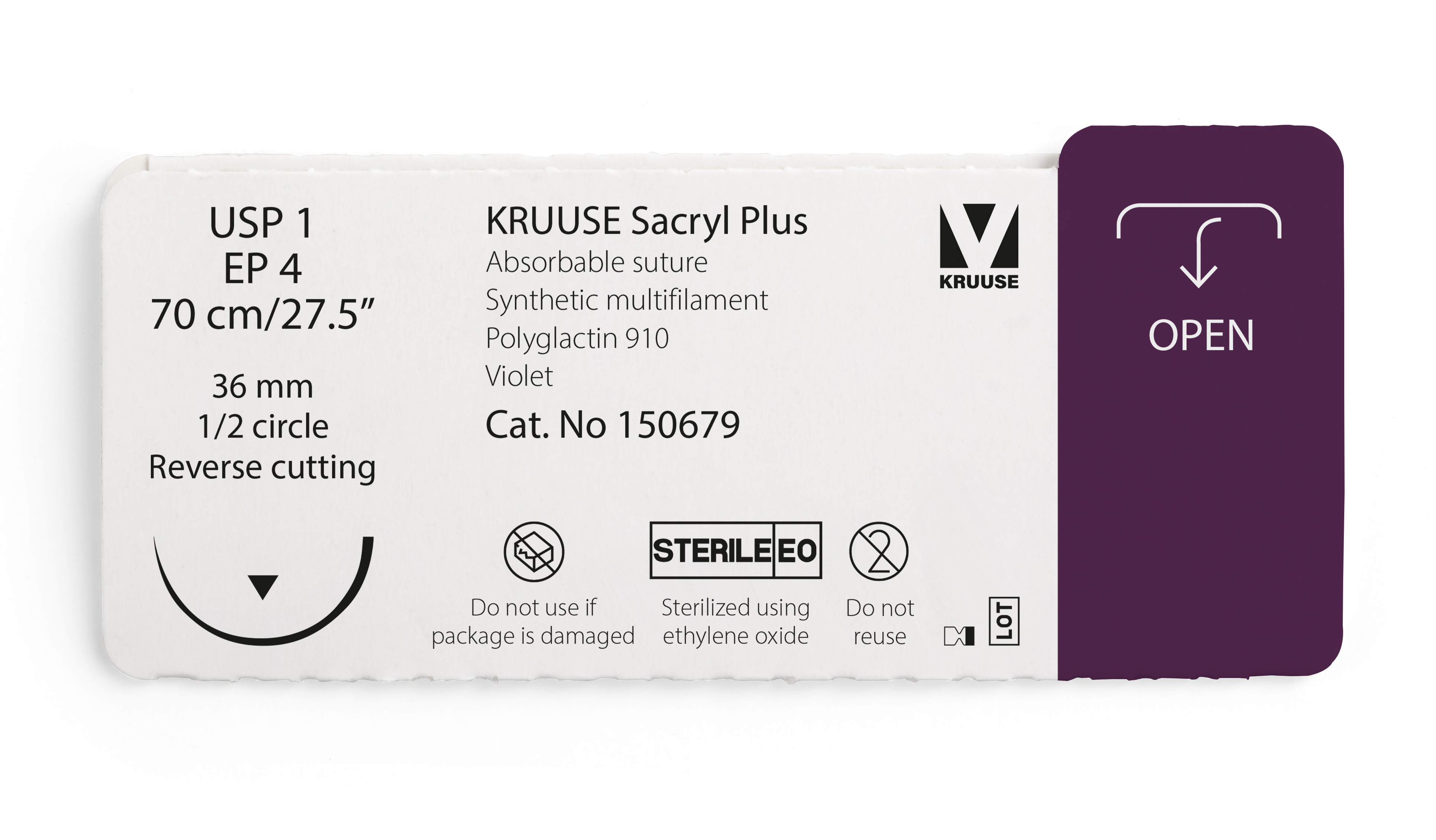 KRUUSE Sacryl Plus Suture, USP 1/EP 4, 70 cm/27.5