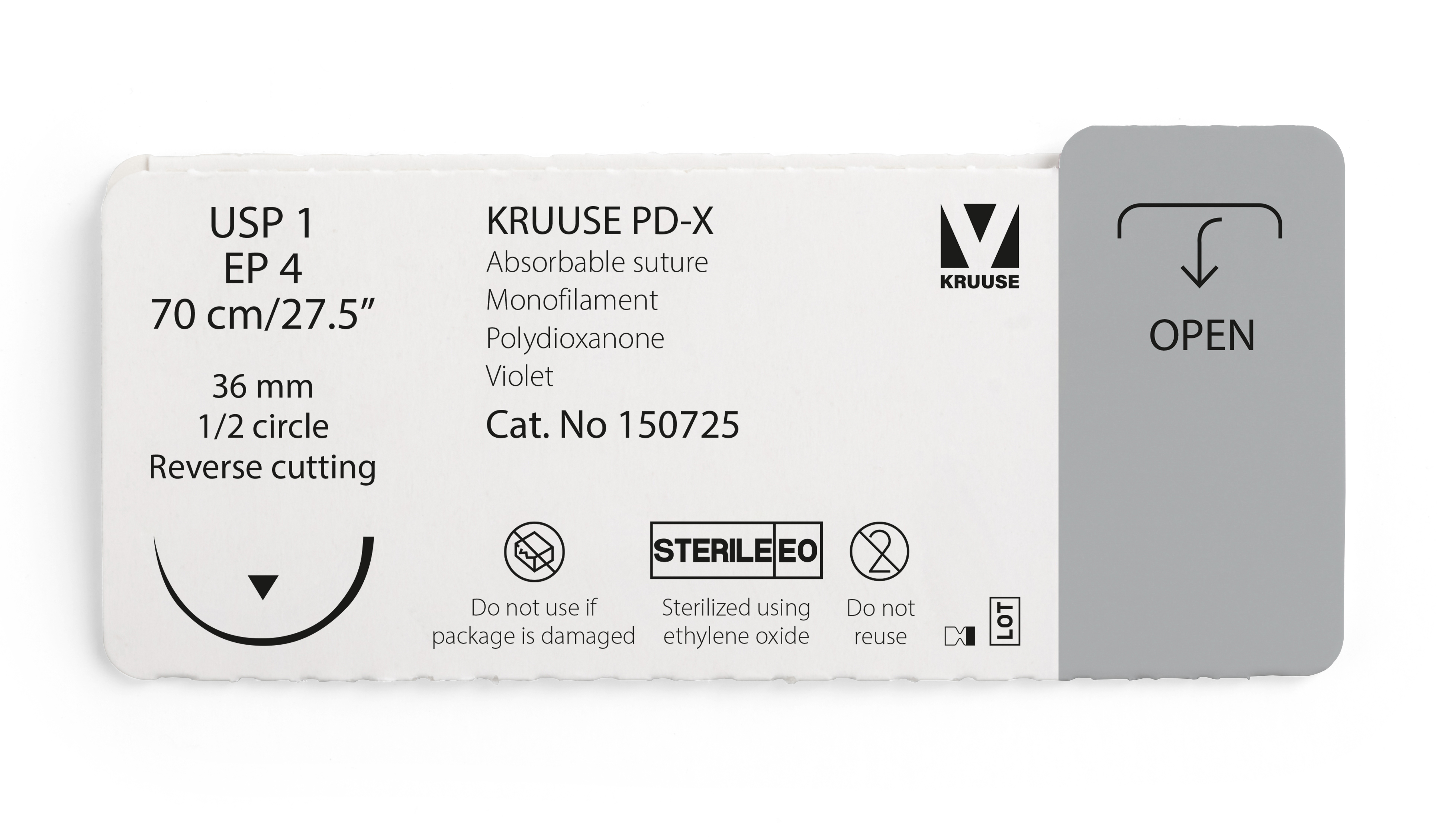 KRUUSE PD-X Suture, USP 1/EP 4, 70 cm/27.5