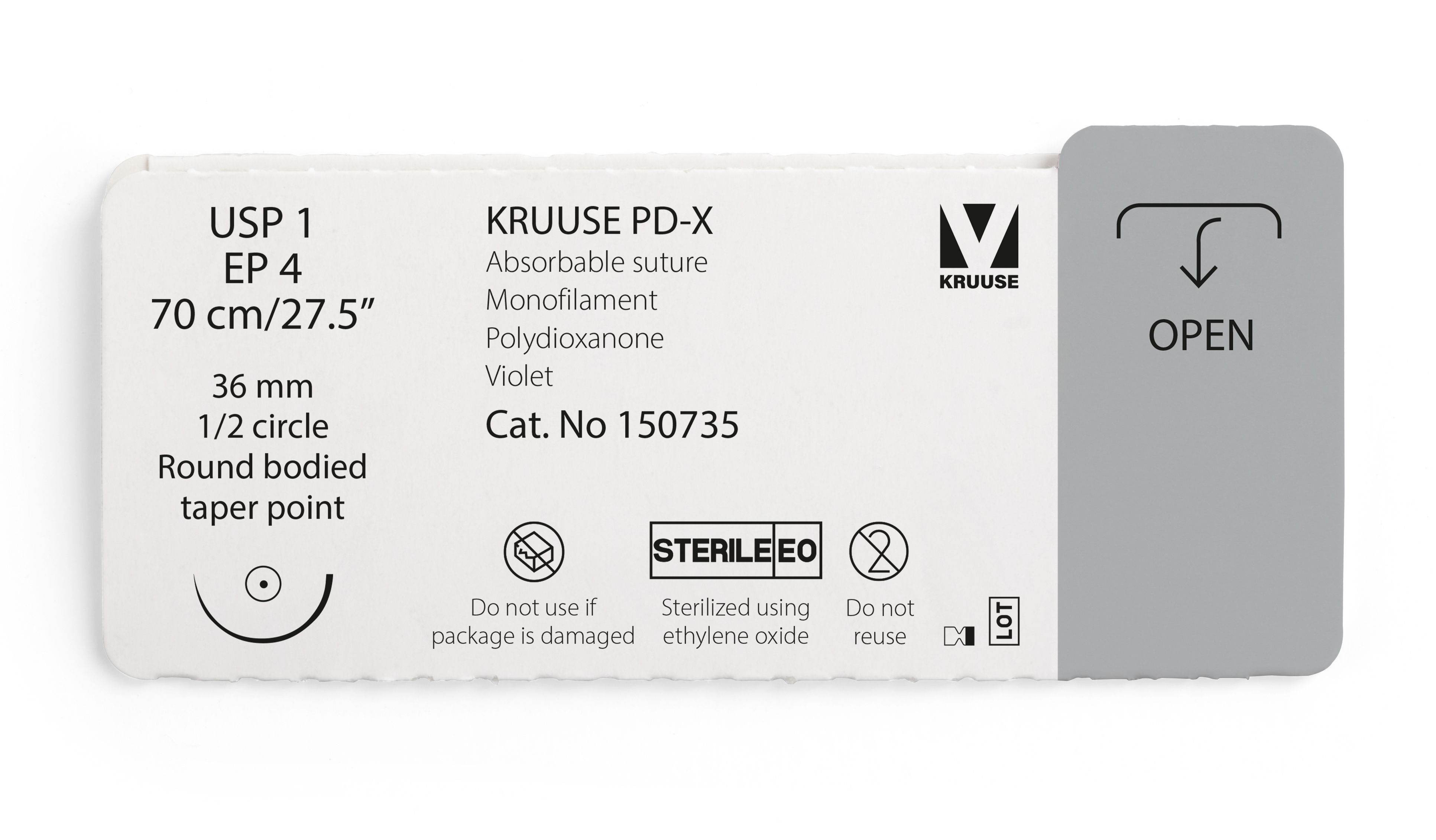 KRUUSE PD-X Suture, USP 1/EP 4, 70 cm/27.5