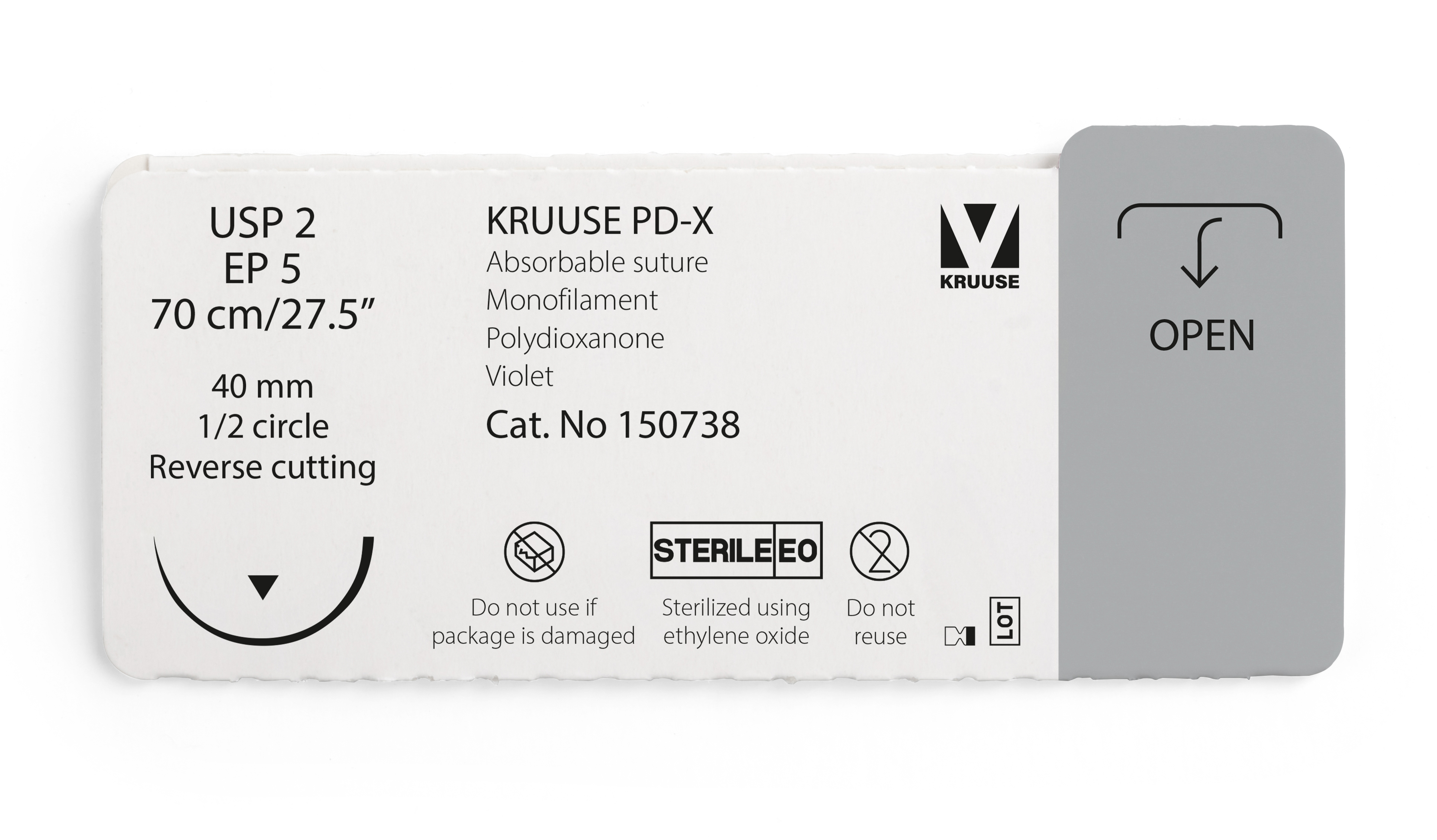 KRUUSE PD-X Suture, USP 2/EP 5, 70 cm/27.5
