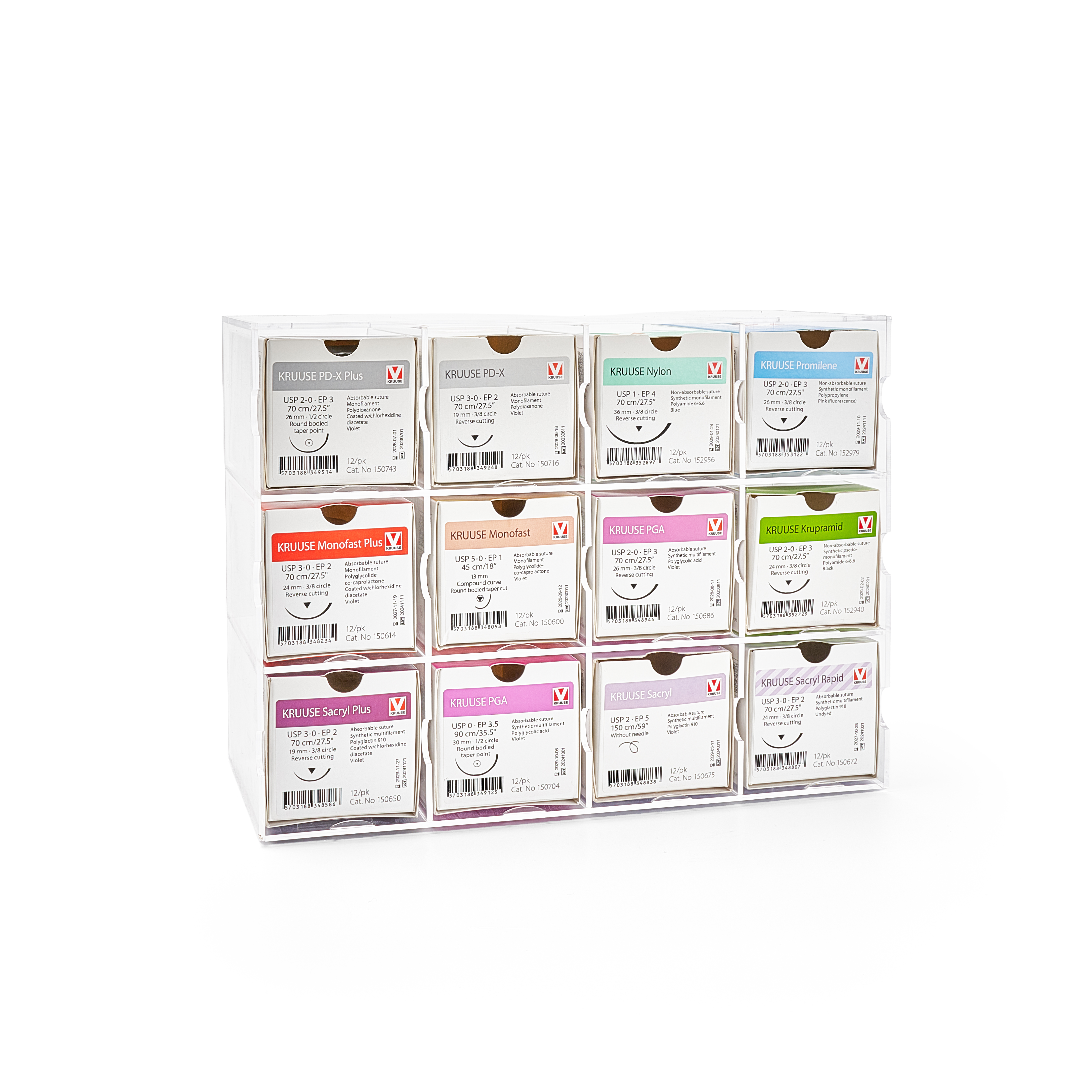 Suture Display for KRUUSE Sutures, transparent