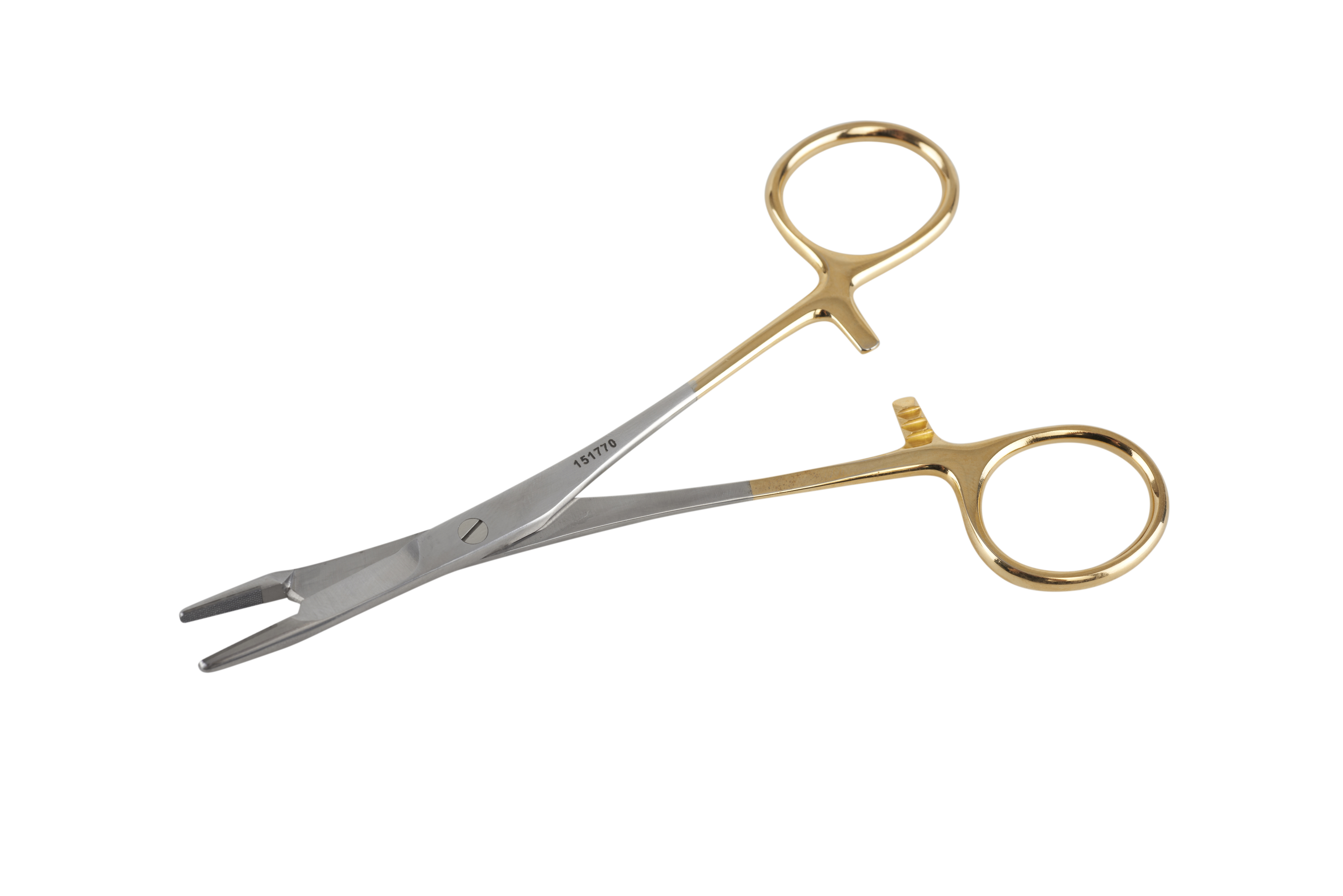 1 New German Premium 5.5 Inch 14cm Serrated Olsen HEGAR Needle Holder with Gold Rings Stainless Surgical Veterinary Instruments CYNAMED 