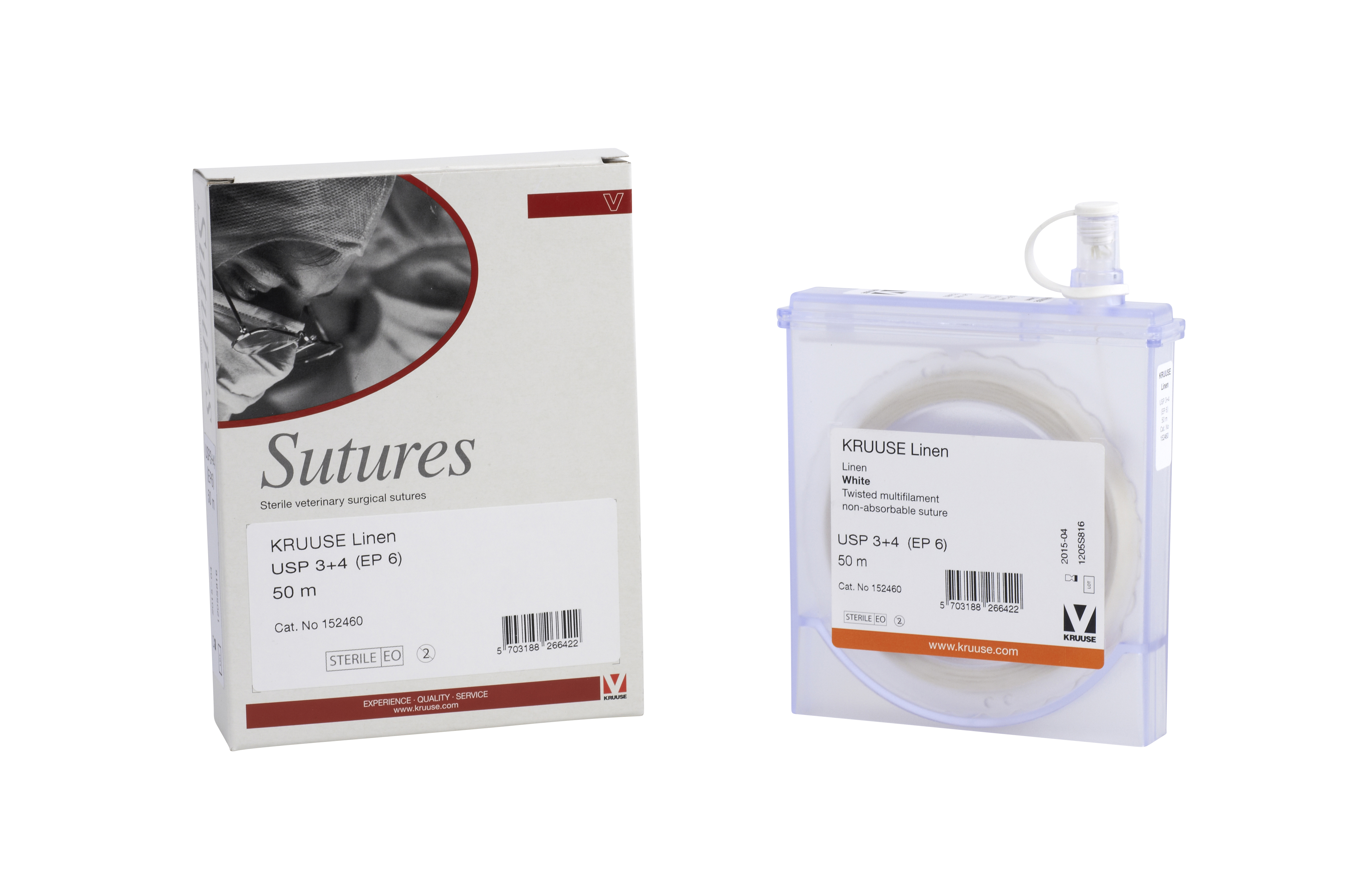 KRUUSE Linen suture, USP 3+4, 50 m, white