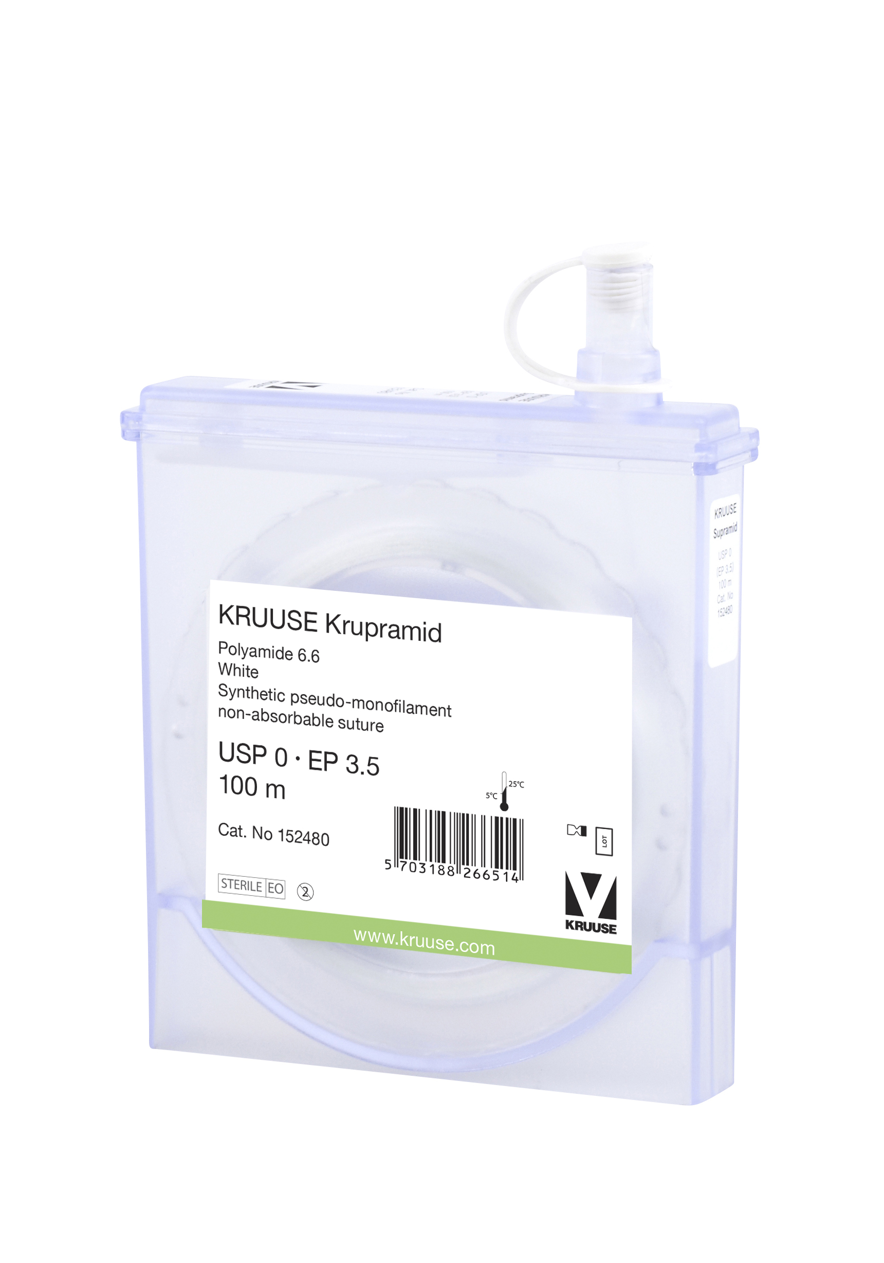 KRUUSE Krupramid suture, USP 0, 100 m