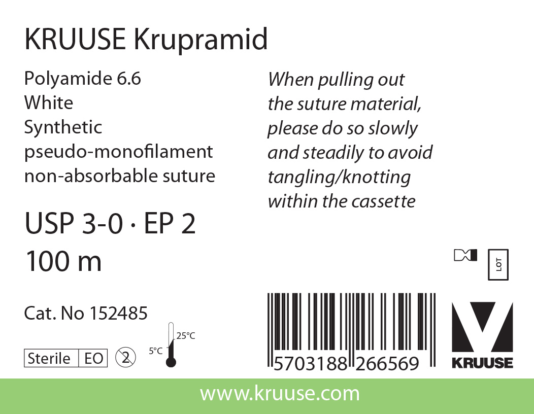 KRUUSE Krupramid Suture, USP 3-0, 100 m