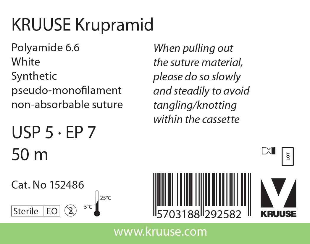 KRUUSE Krupramid Suture, USP 5, white, 50 m