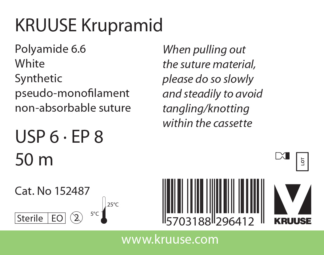 KRUUSE Krupamid Suture, USP 6, white, 50 m