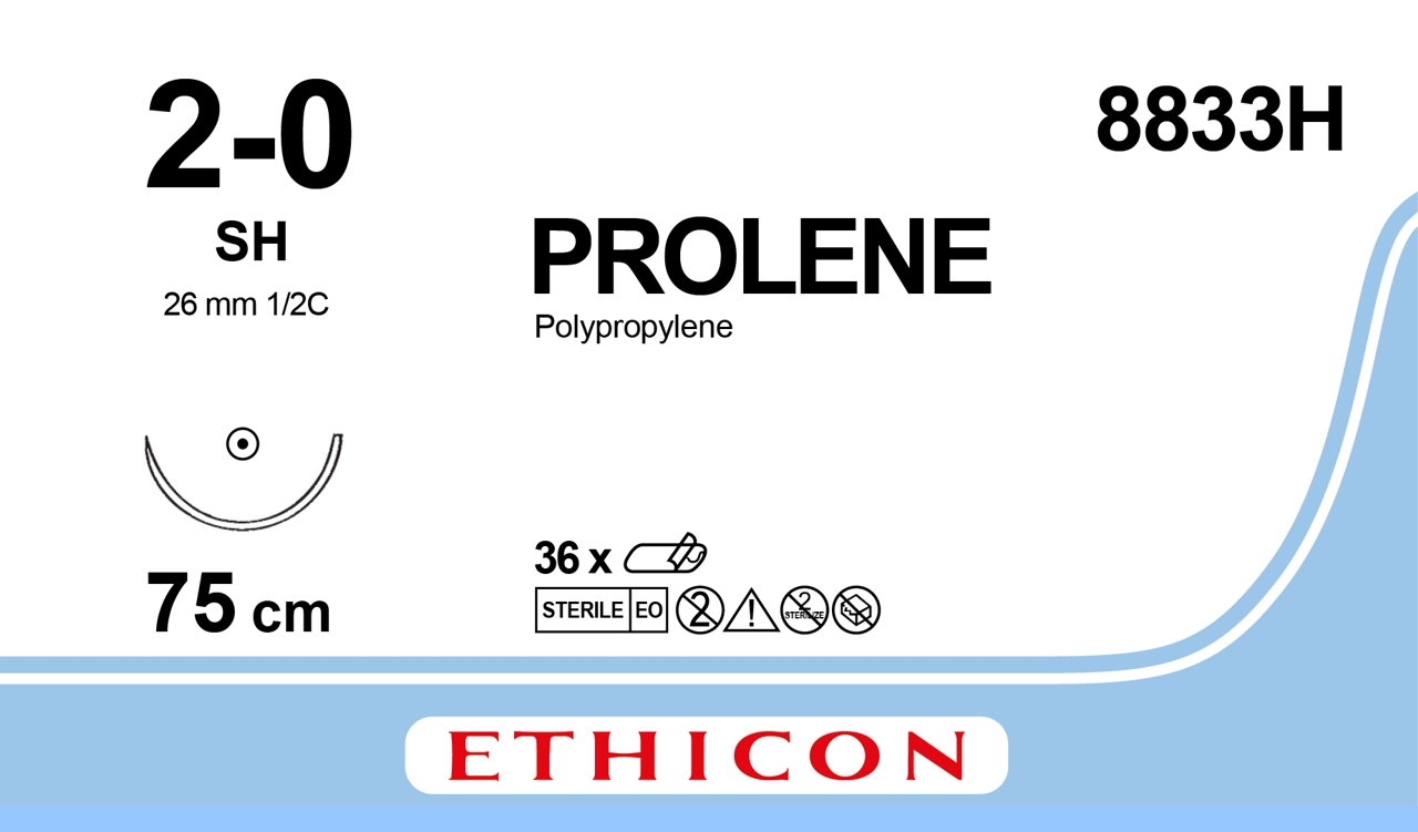 Ethicon Prolene, 2/0, SH, 26 mm, blå, 75 cm [8833H] 36 st