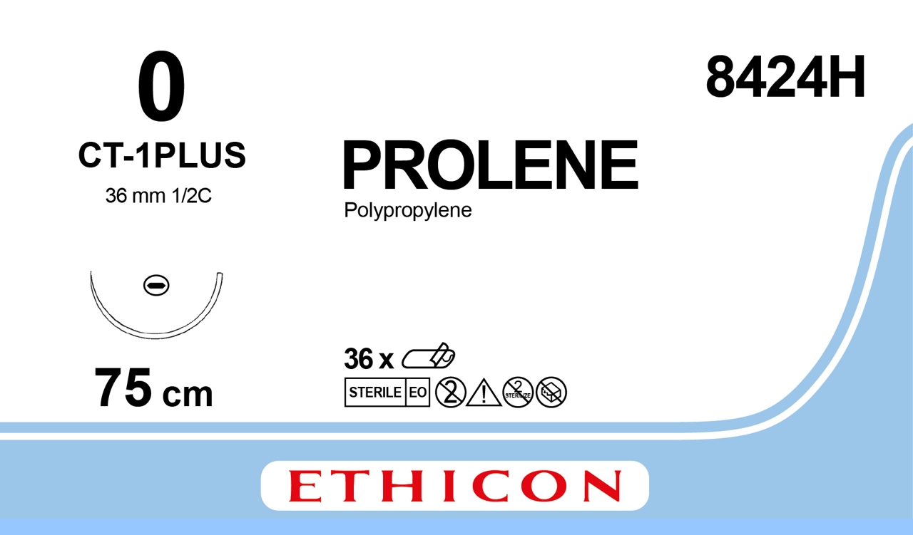 Ethicon Prolene, 0, CT-1, 36 mm, blå, 75 cm [8424H] 36 st