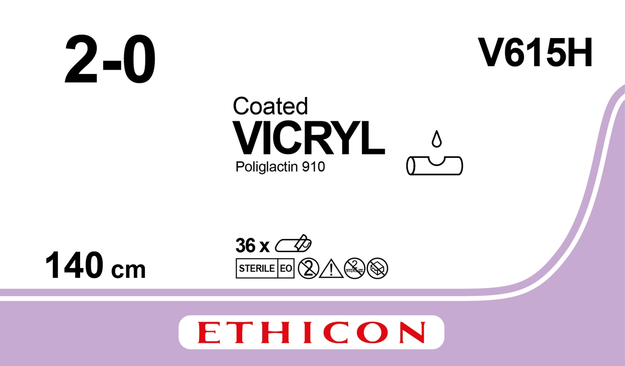 Ethicon Vicryl Sutupak, 2/0, lila, 140 cm, [V615H] 36 st