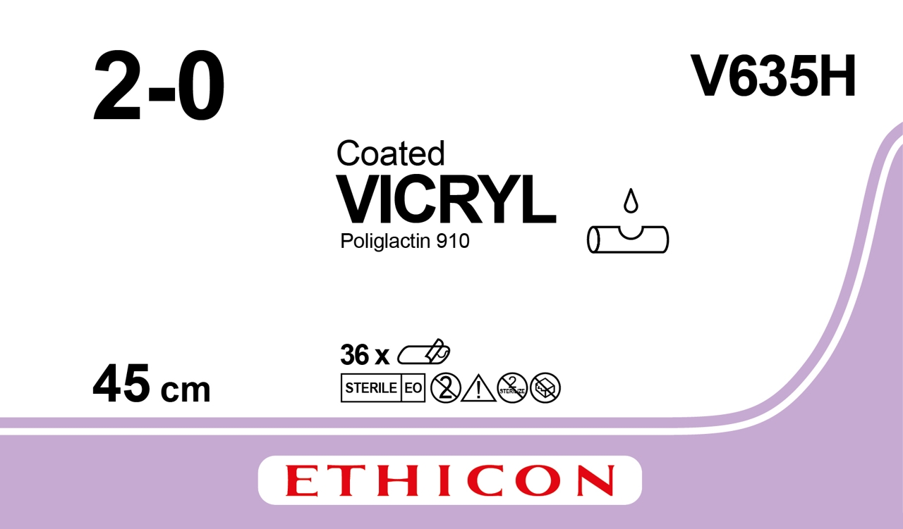 Ethicon Vicryl Sutupak, 2/0, lilla, 3x45 cm, [V635H] 36 stk