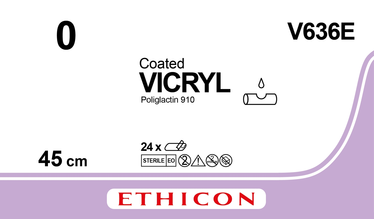 Ethicon Vicryl Sutupak, 0, lila, 3x45 cm, [V636E] 24 st
