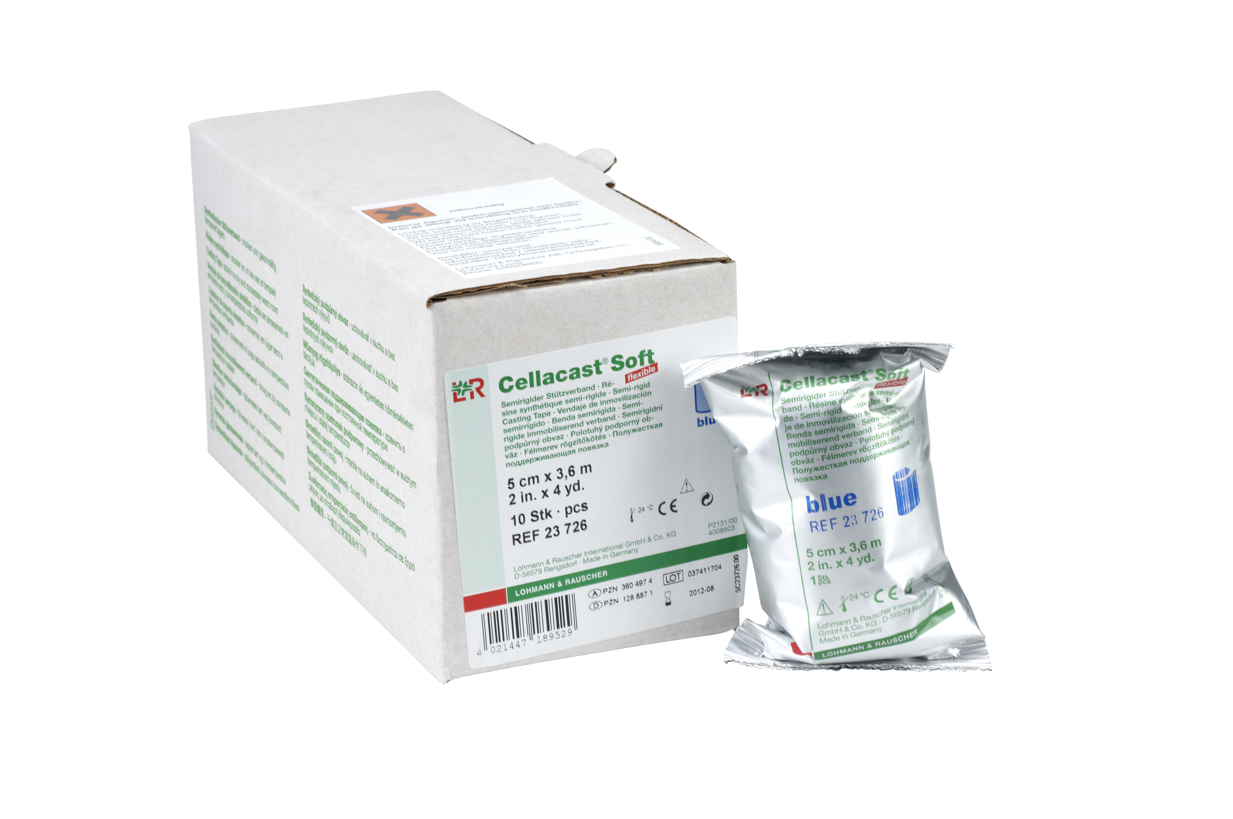 L&R Cellacast Soft gips synt glasfiber semi-rigid blå 5cmx3,6m [23726] 10st