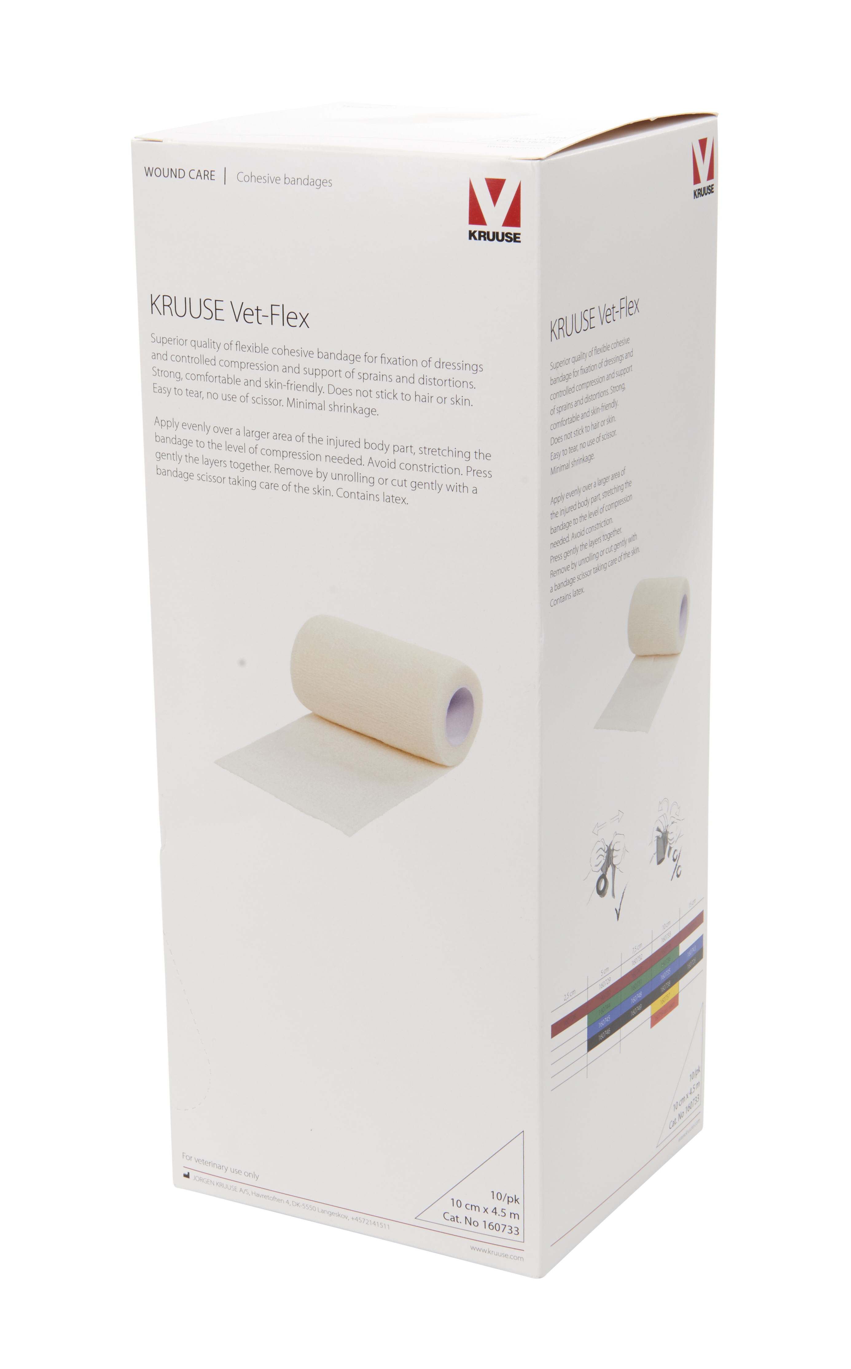 KRUUSE Vet-Flex, White, 10 cm x 4.5 m, 10/pk