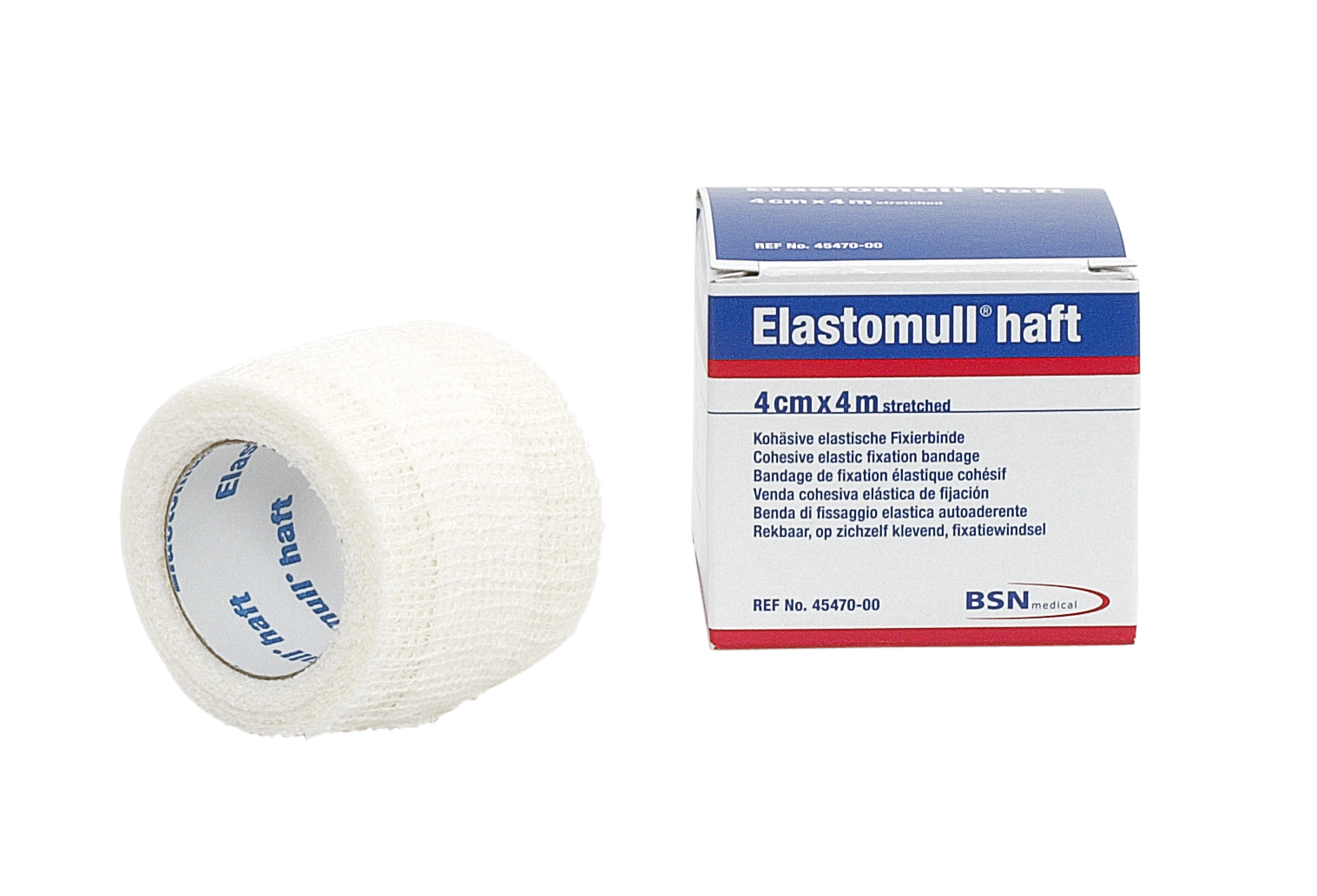 Elastomull Haft, 4 m x 4 cm, sælges kun i colli á 10 stk.