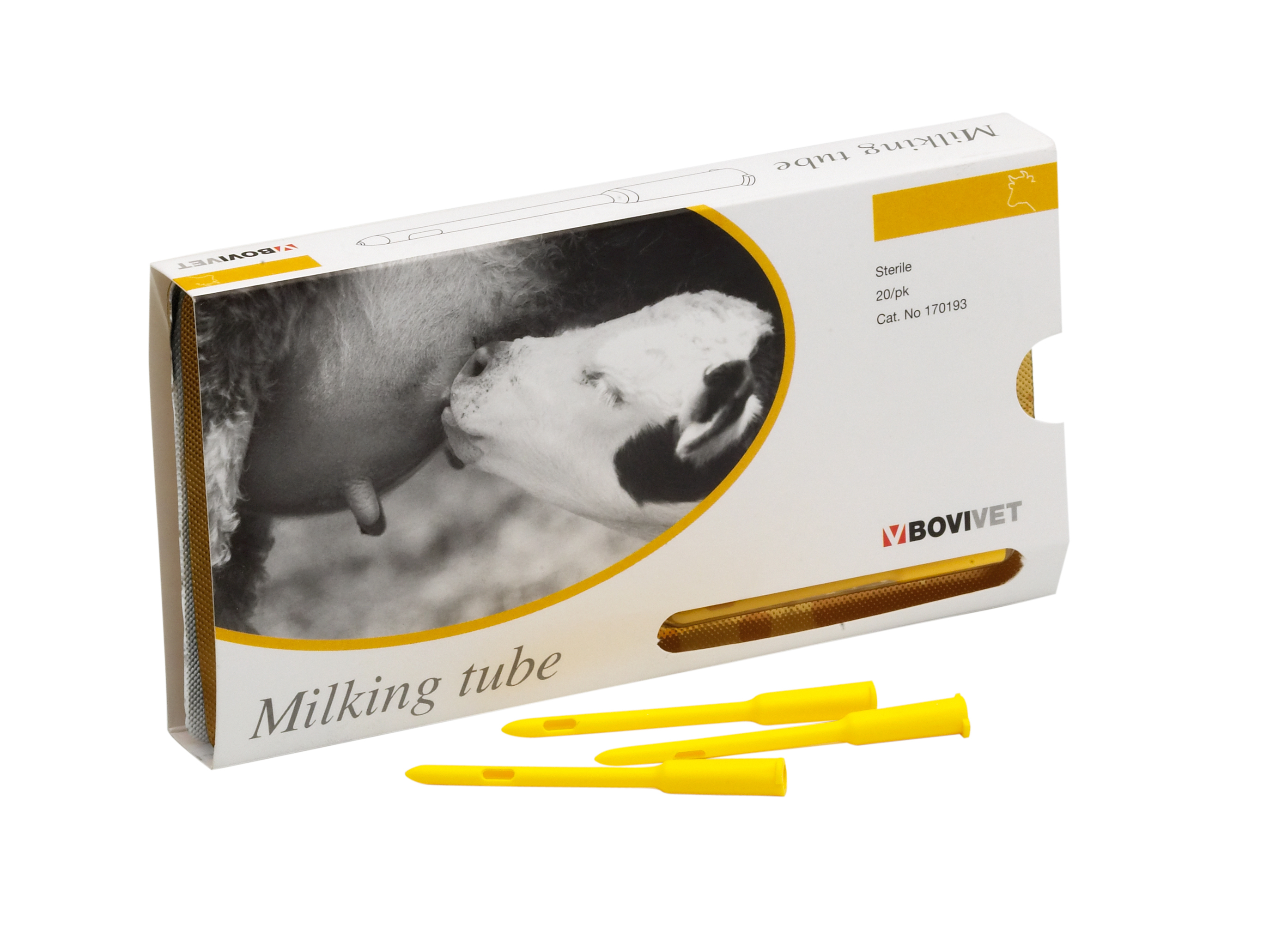 BOVIVET milking tube LL, yellow, sterile, 3.3 mm, 20/pk