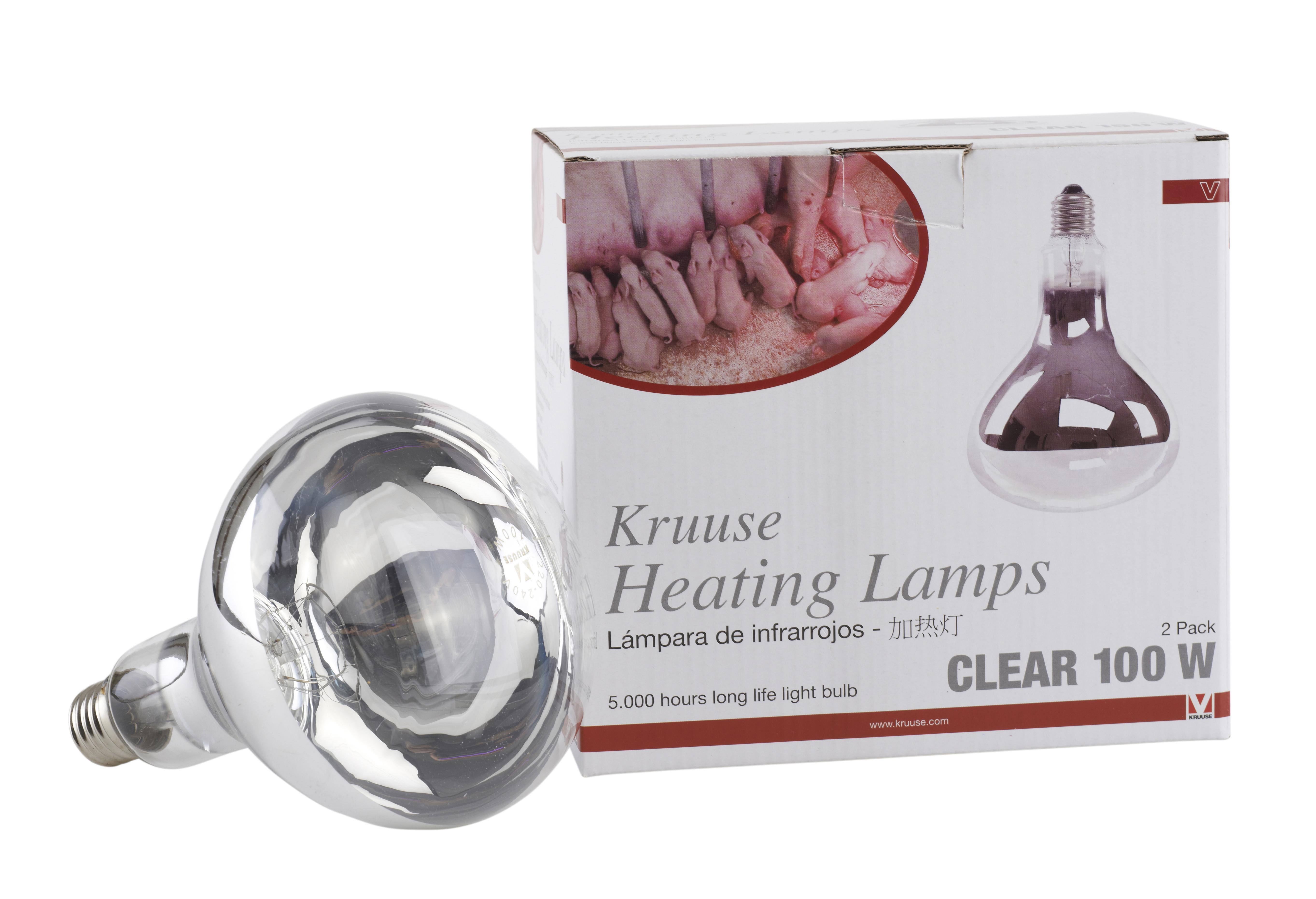 KRUUSE Heating Lamp, 100 W, clear, 2/pk