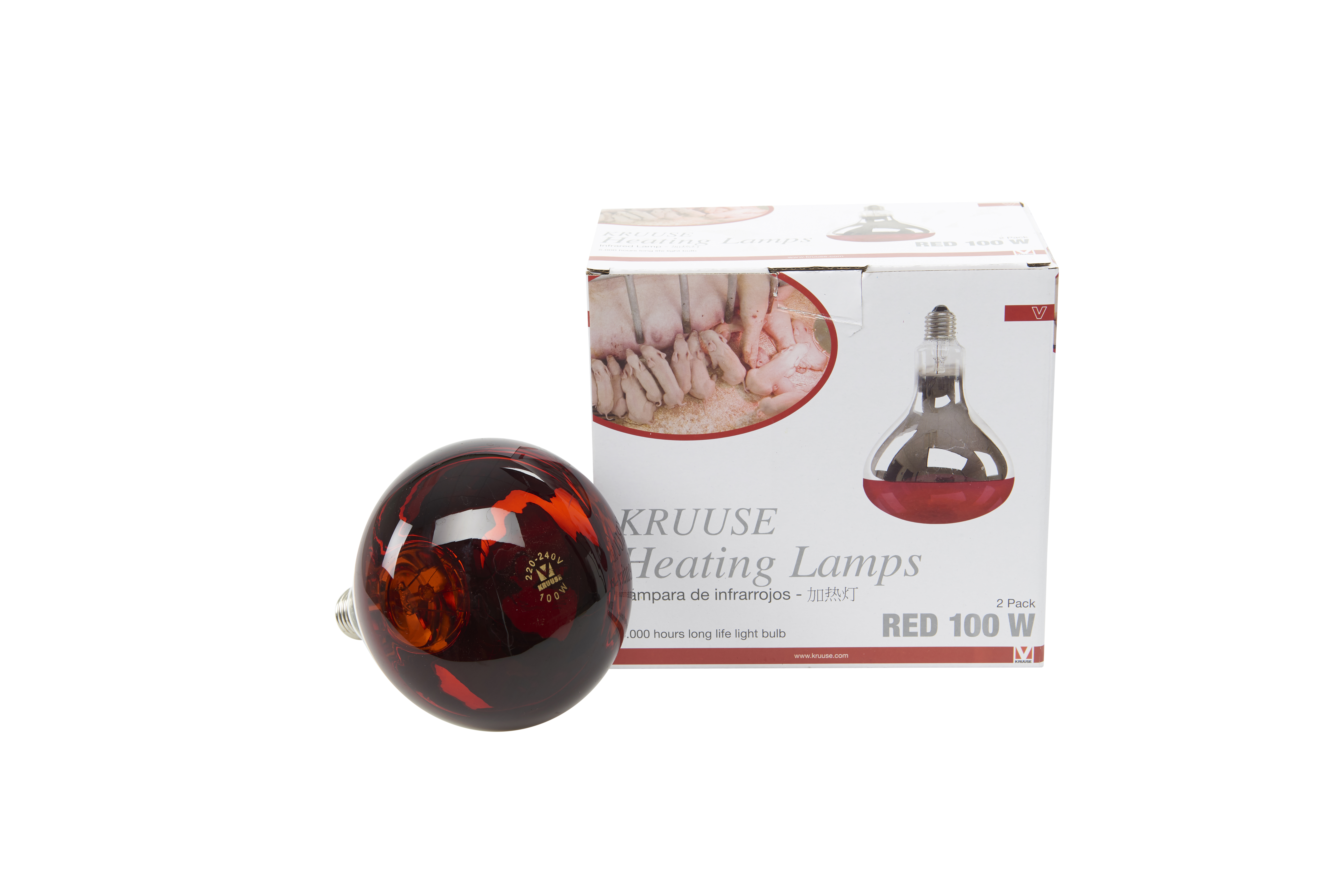 KRUUSE Infrared Heating Lamp, 100 W, red, 2/pk