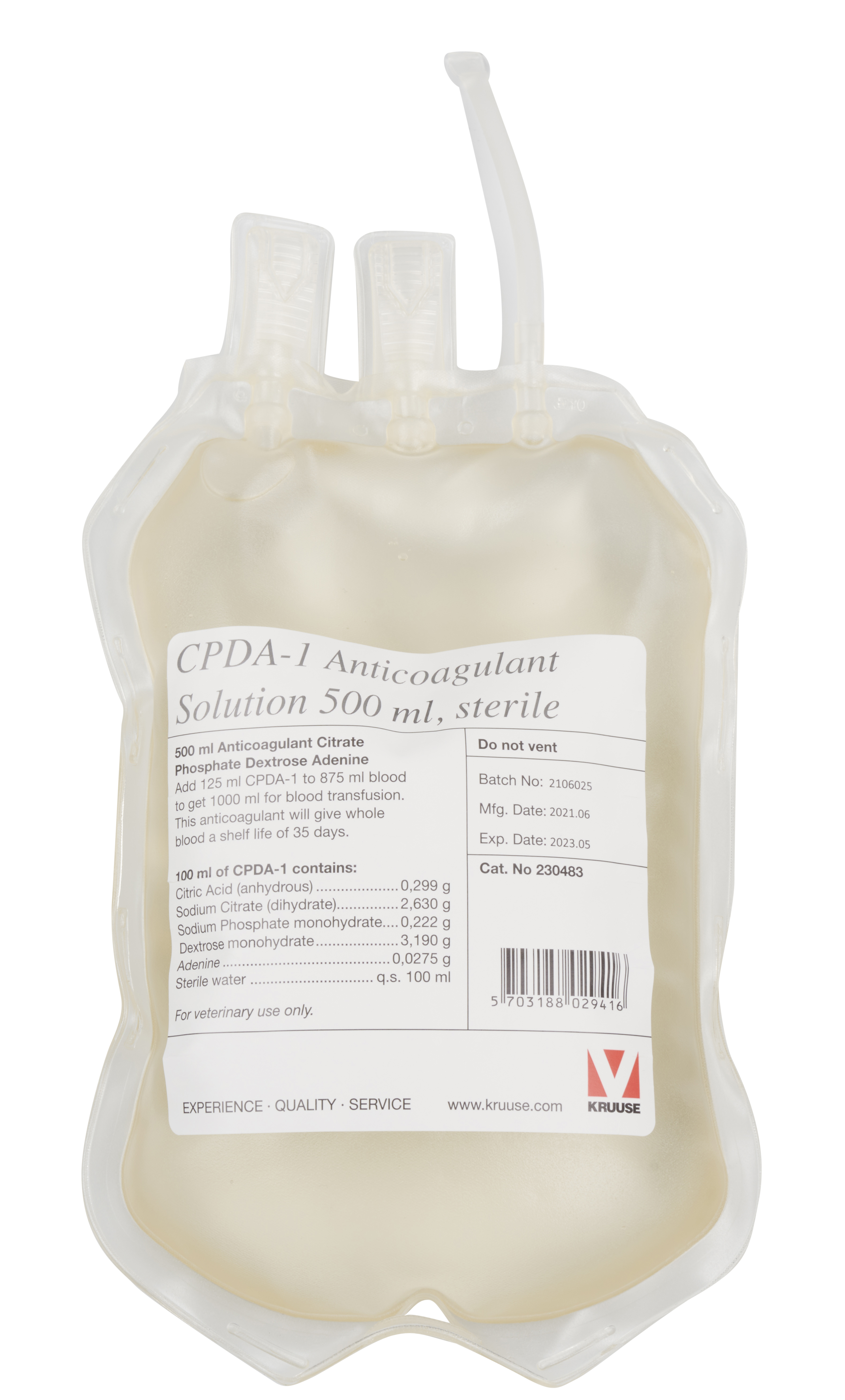 KRUUSE CPDA-1, anti-coagulant, 500 ml