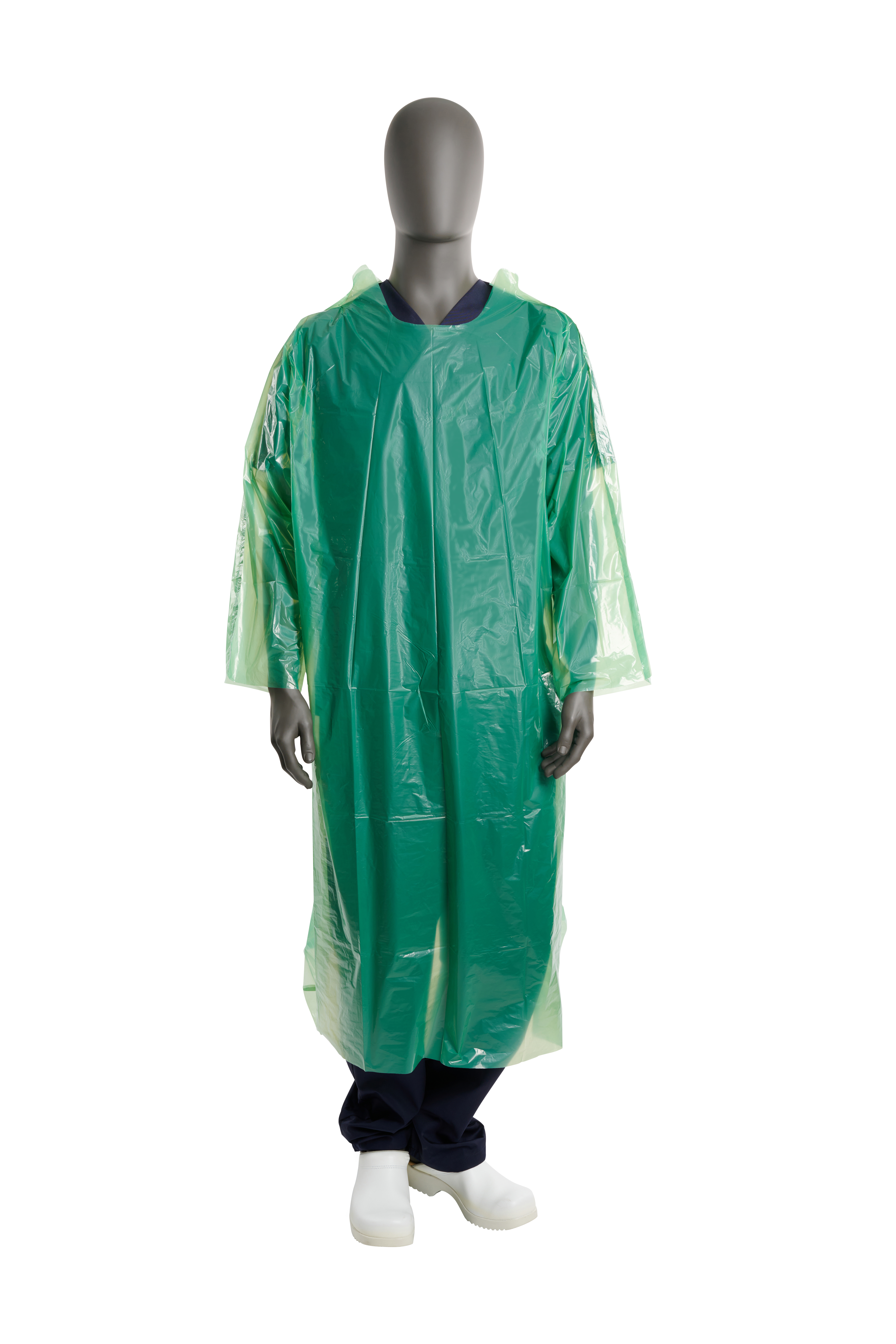 KRUTEX Disposable Gown, green, pullover, 20/pk