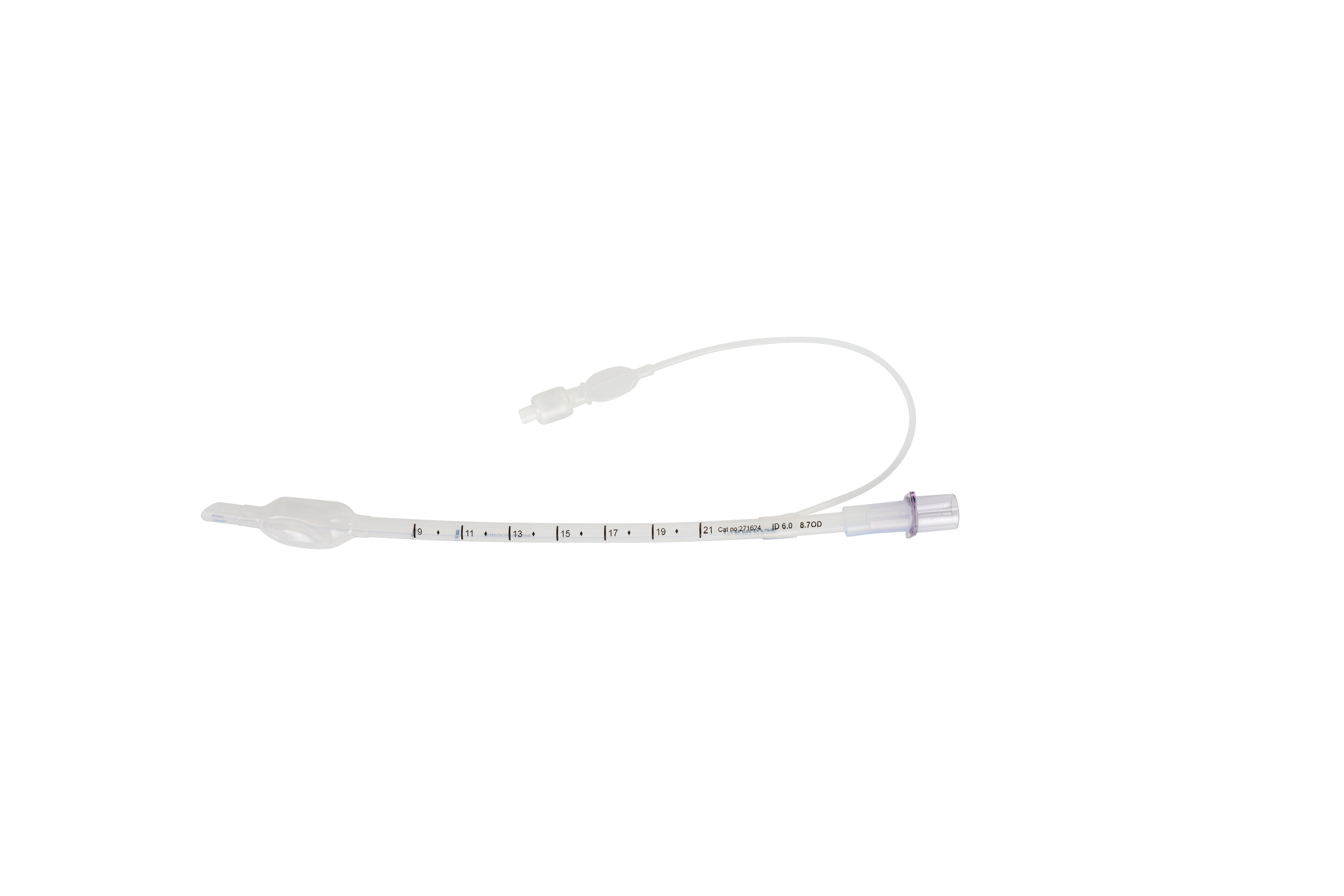 KRUUSE Silicone Endotracheal Tube, w/cuff, w/connector, ID 6.0 mm, OD 8.7 mm, 28 Fr x 28 cm (11'')
