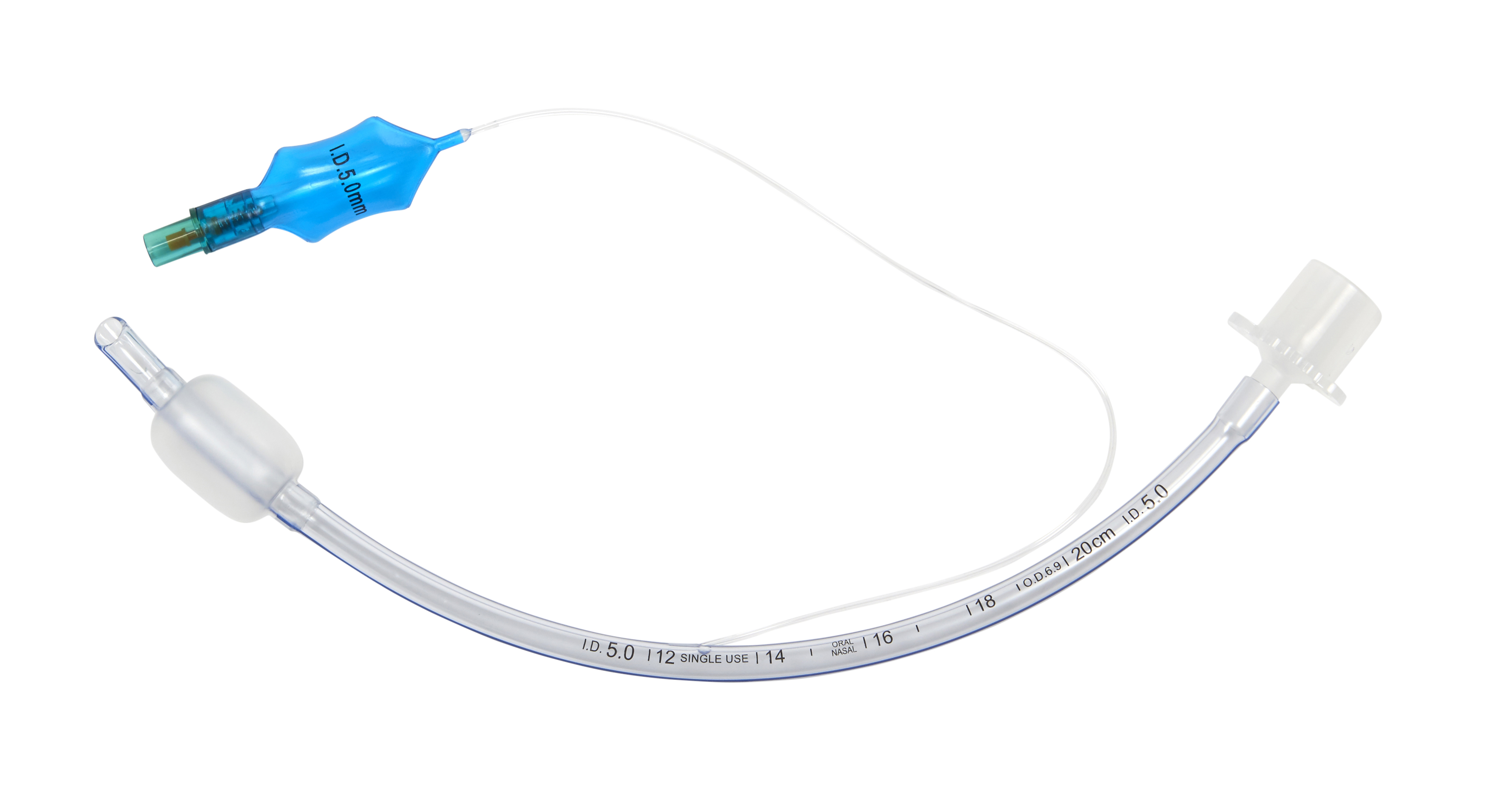 KRUUSE PVC Endotracheal Tubus, with cuff, ID 5.0 mm, OD 6.9 mm, 21 Fr x 25 cm (9.8''), 10/pk