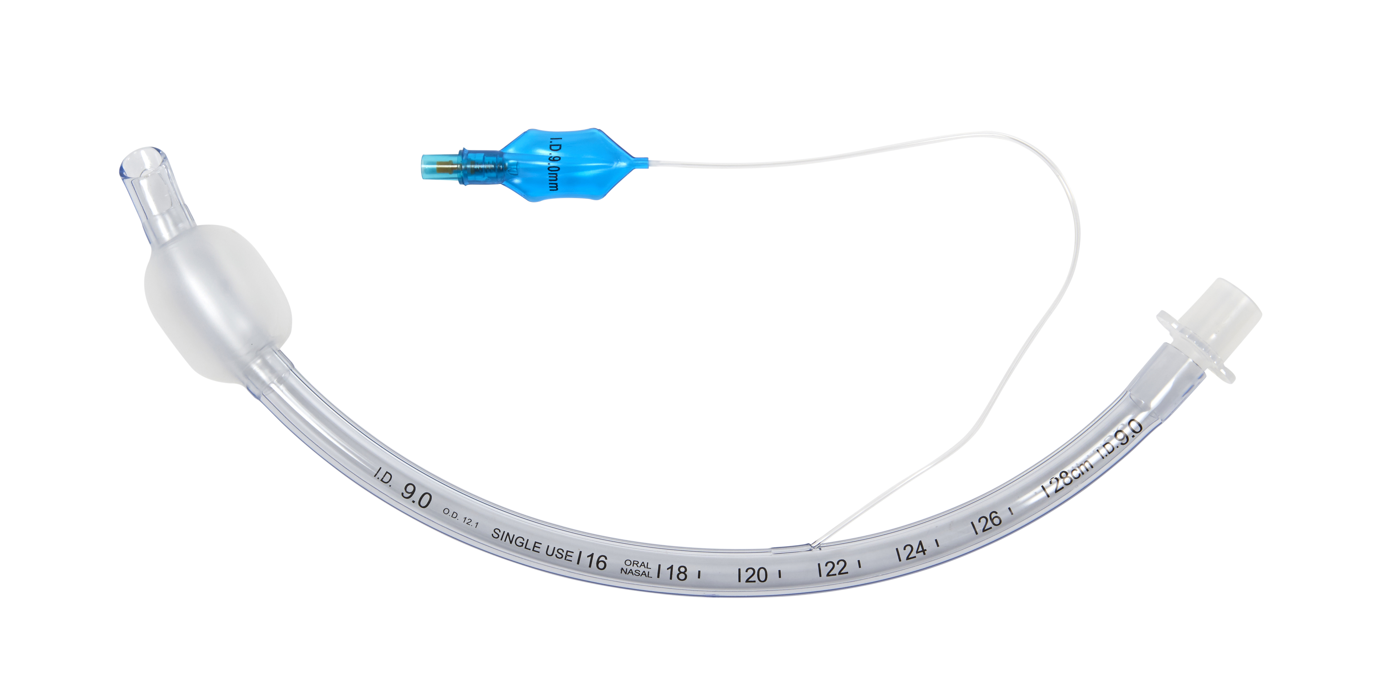KRUUSE PVC Endotracheal Tubus, with cuff, ID 9.0 mm, OD 12.1 mm, 36 Fr x 33.5 cm (13.2''), 10/pk