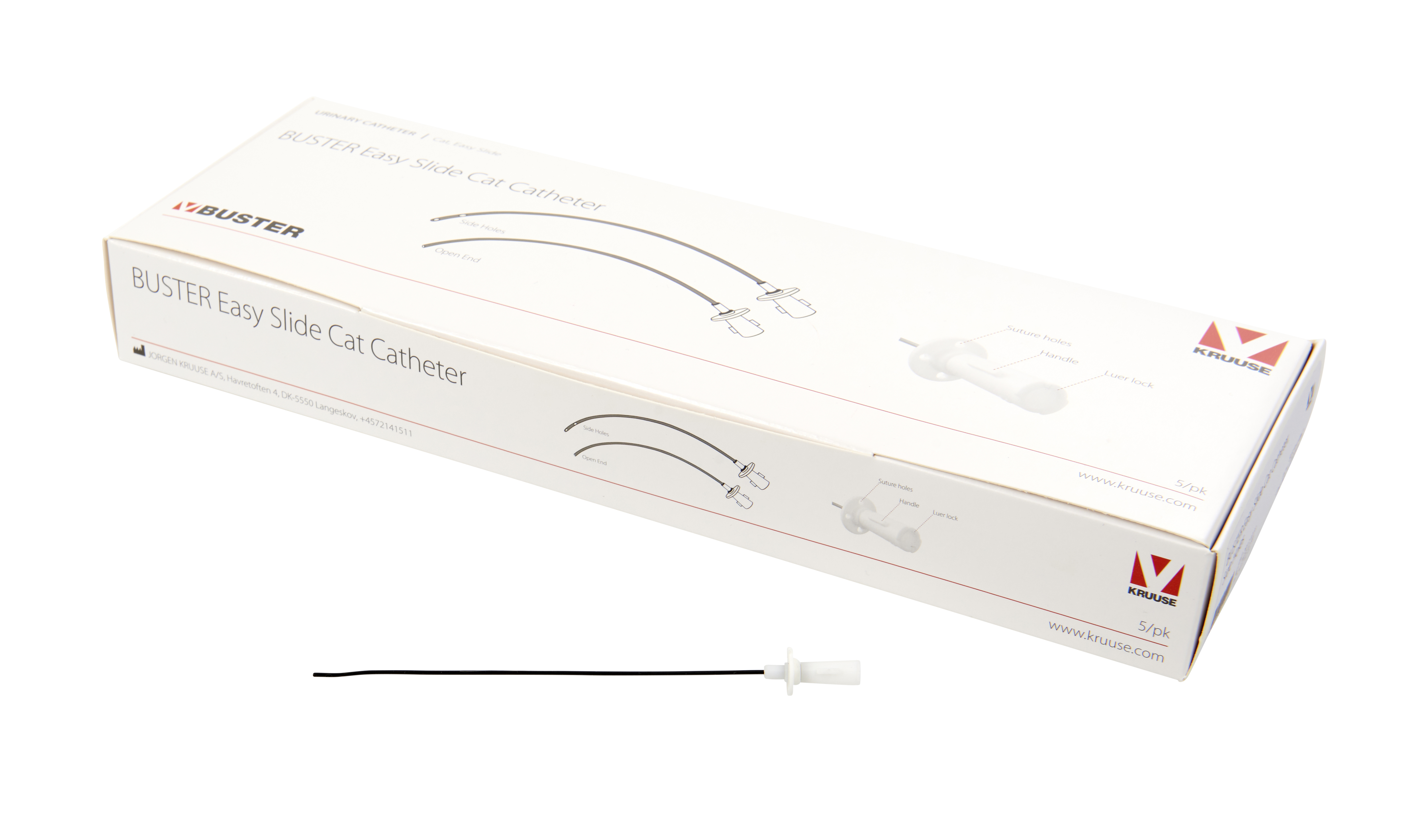 BUSTER Easy Slide Cat Catheter, 1.2 x 110 mm/3.5 Fr x 4,33, side holes, 5/pk